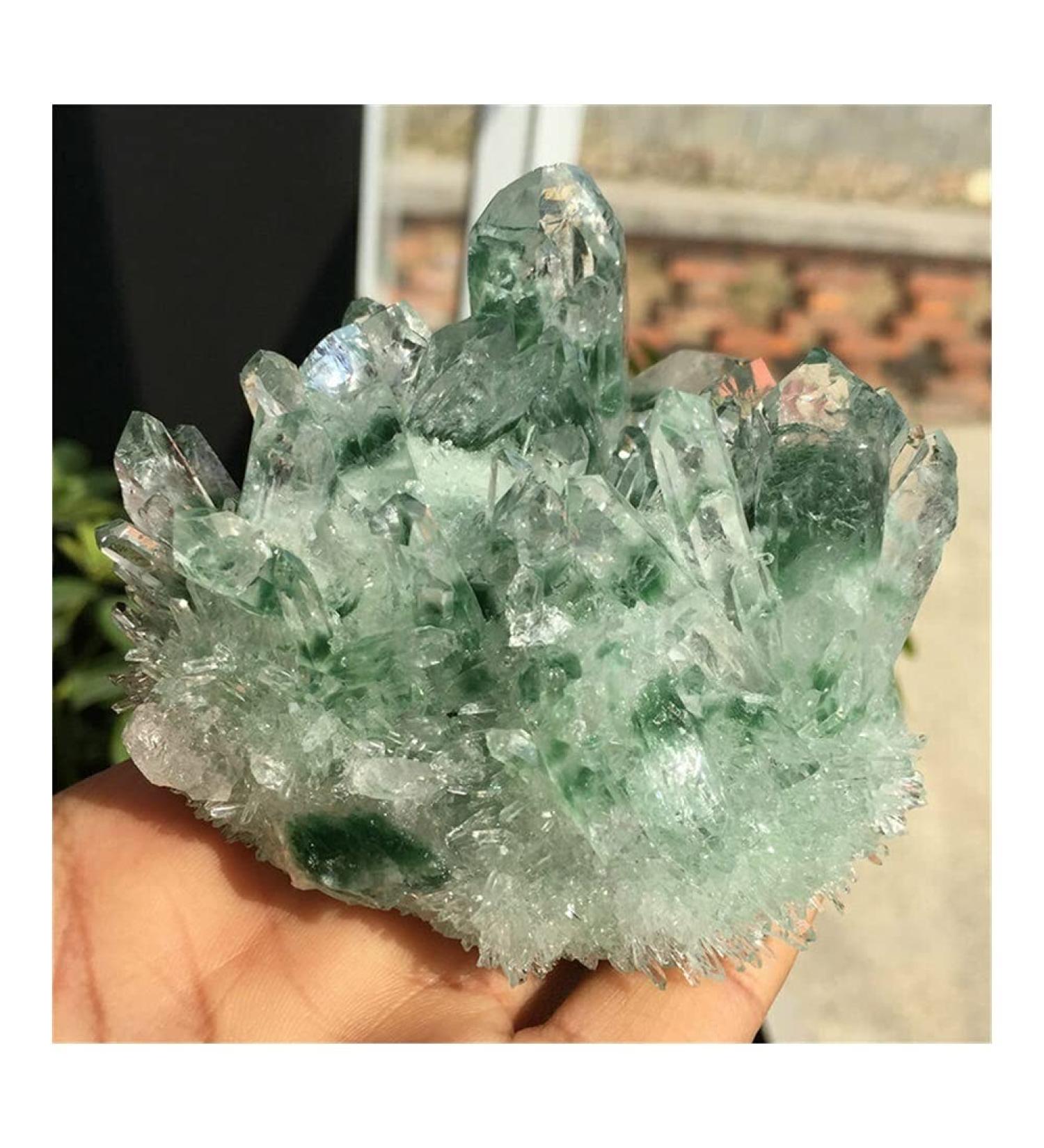 Natural Crystal Rough Stone Crafts Natural Green Ghost Phantom Quartz Crystal Cluster Specimen Wedding Decoration Aquarium - Buy Online on GoSupps.com