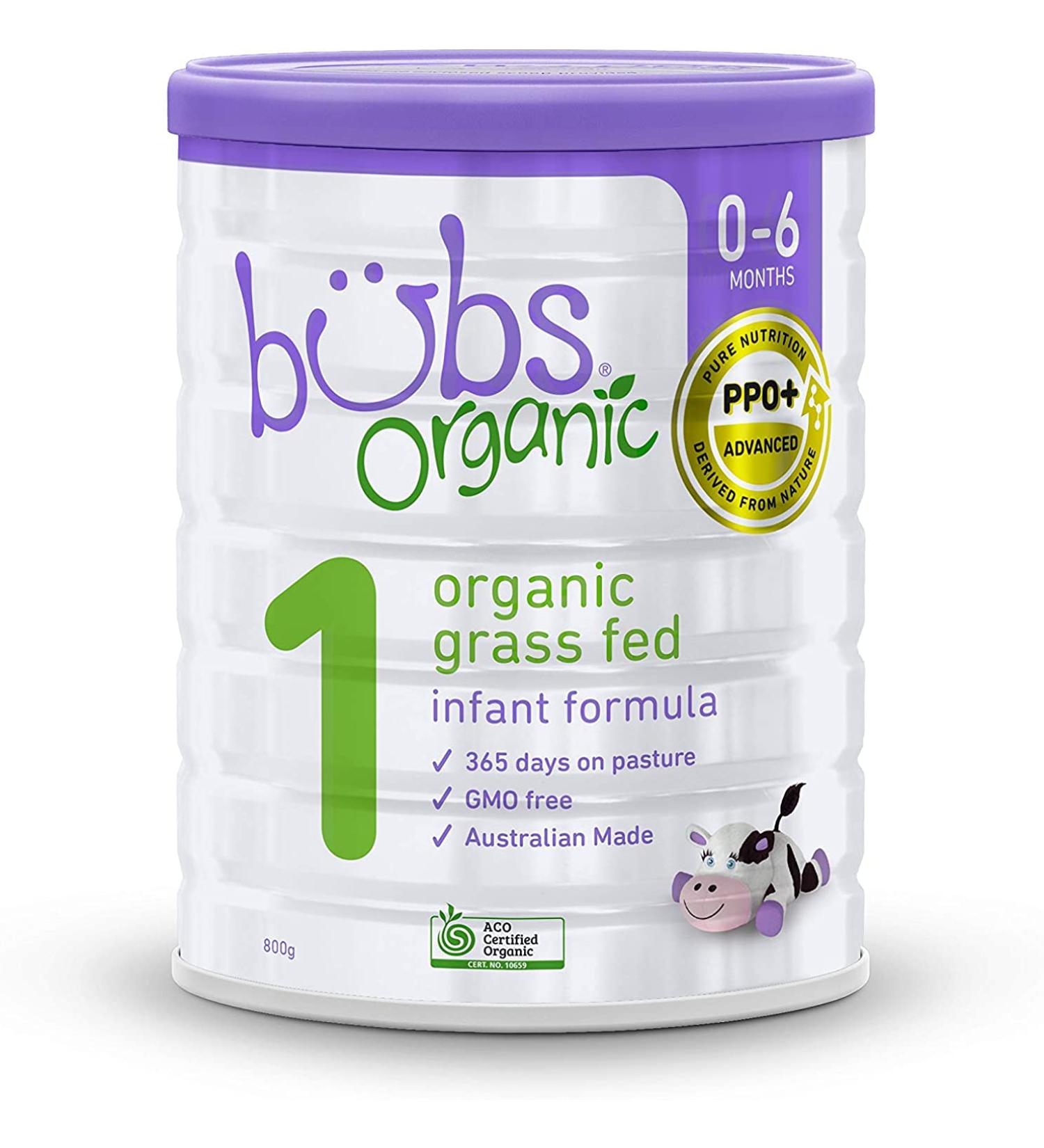 Bubs Organic Grass Fed Infant Formula Stage 1 - 28.2 Oz - Made with Organic Milk - For Infants 0-6 Months - Buy Online on GoSupps.com