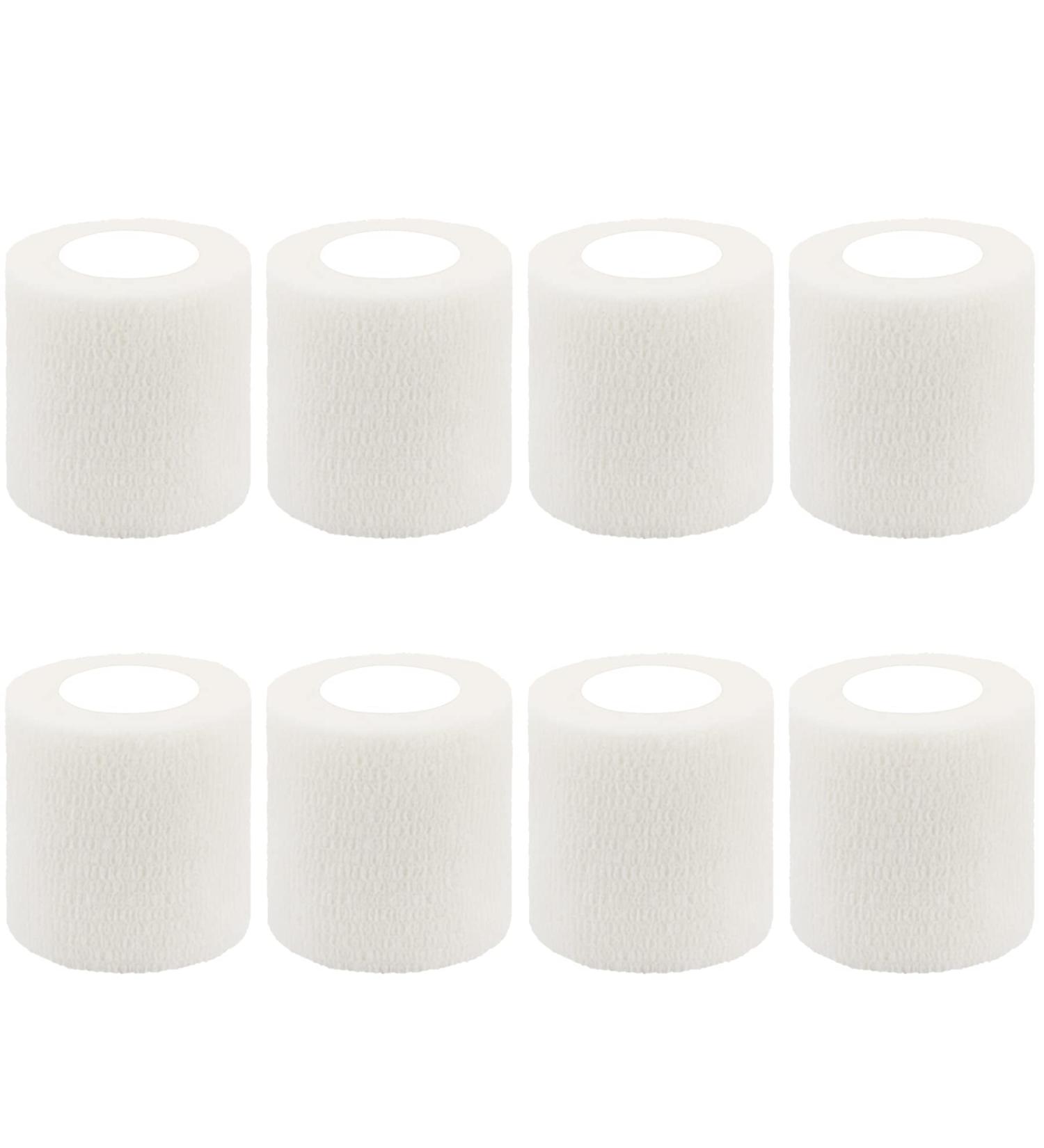 BQTQ 2 Inch Cohesive Bandage Wrap Tape - Self Adherent Stretch Wrap for Ankle Sprains - Ideal for Human and Animals - White (8 Rolls) - Buy Online on GoSupps.com