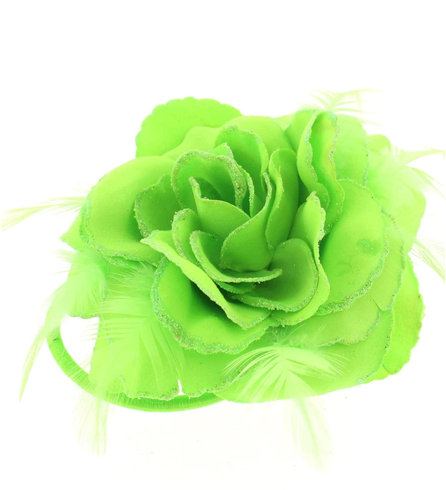 Topkids Accessories Rose Flower Hair Clip Hairband Floral Corsage Fascinator Hair Band Aligator Beak Grip for Women & Girls Wedding Prom Party Special Occasion (Neon Green) - Buy Online on GoSupps.com