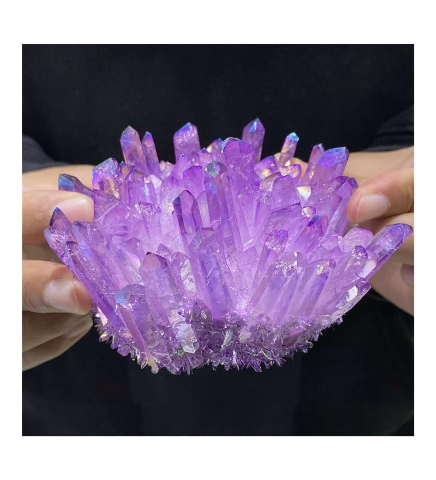 Amethyst 1pc Quartz Crystal Purple Rainbow Titanium Cluster 300G - Buy Online on GoSupps.com