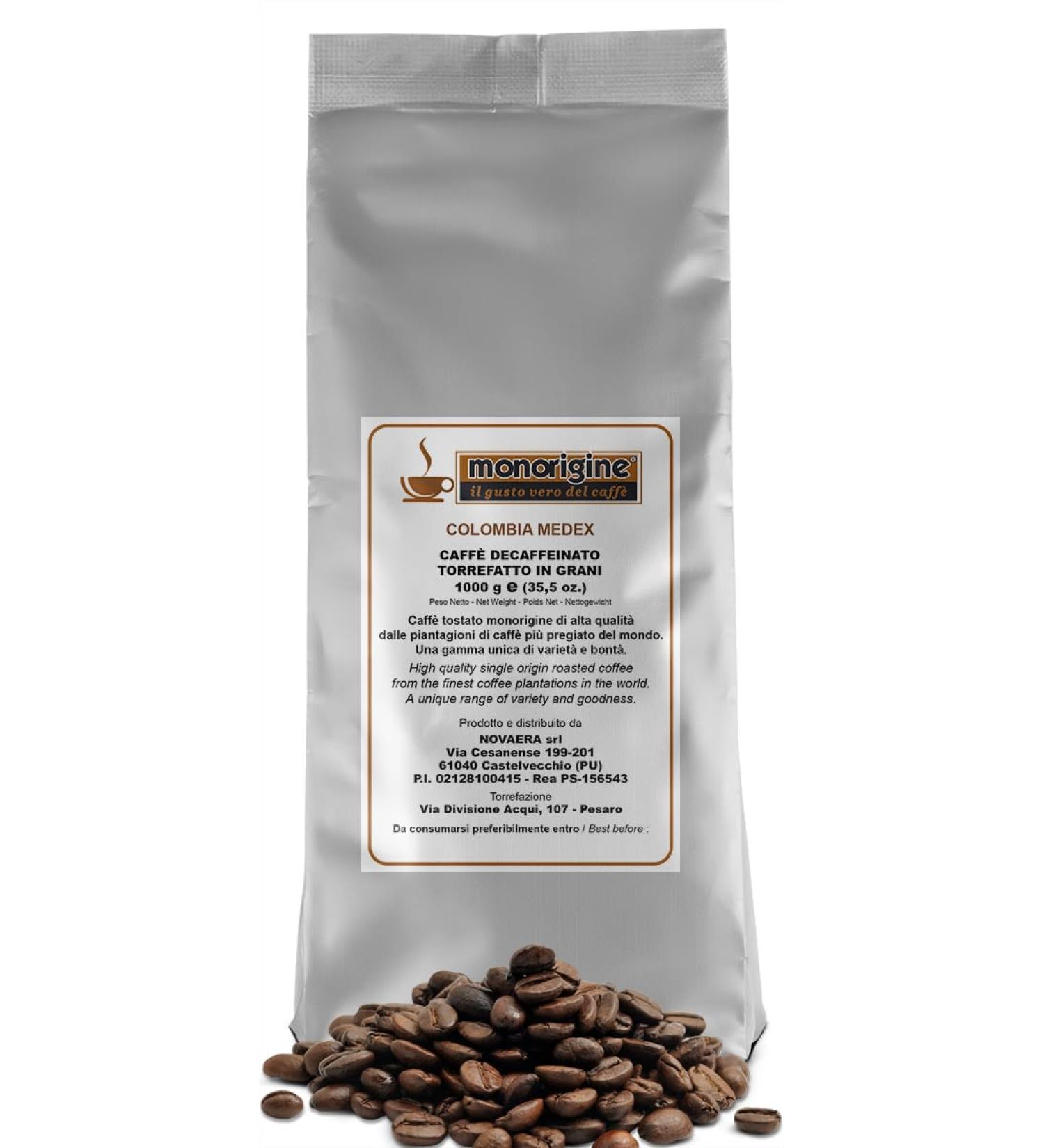 Decaffeinated Colombia Medex Coffee Beans 1 Kg - Monorigine Coffee