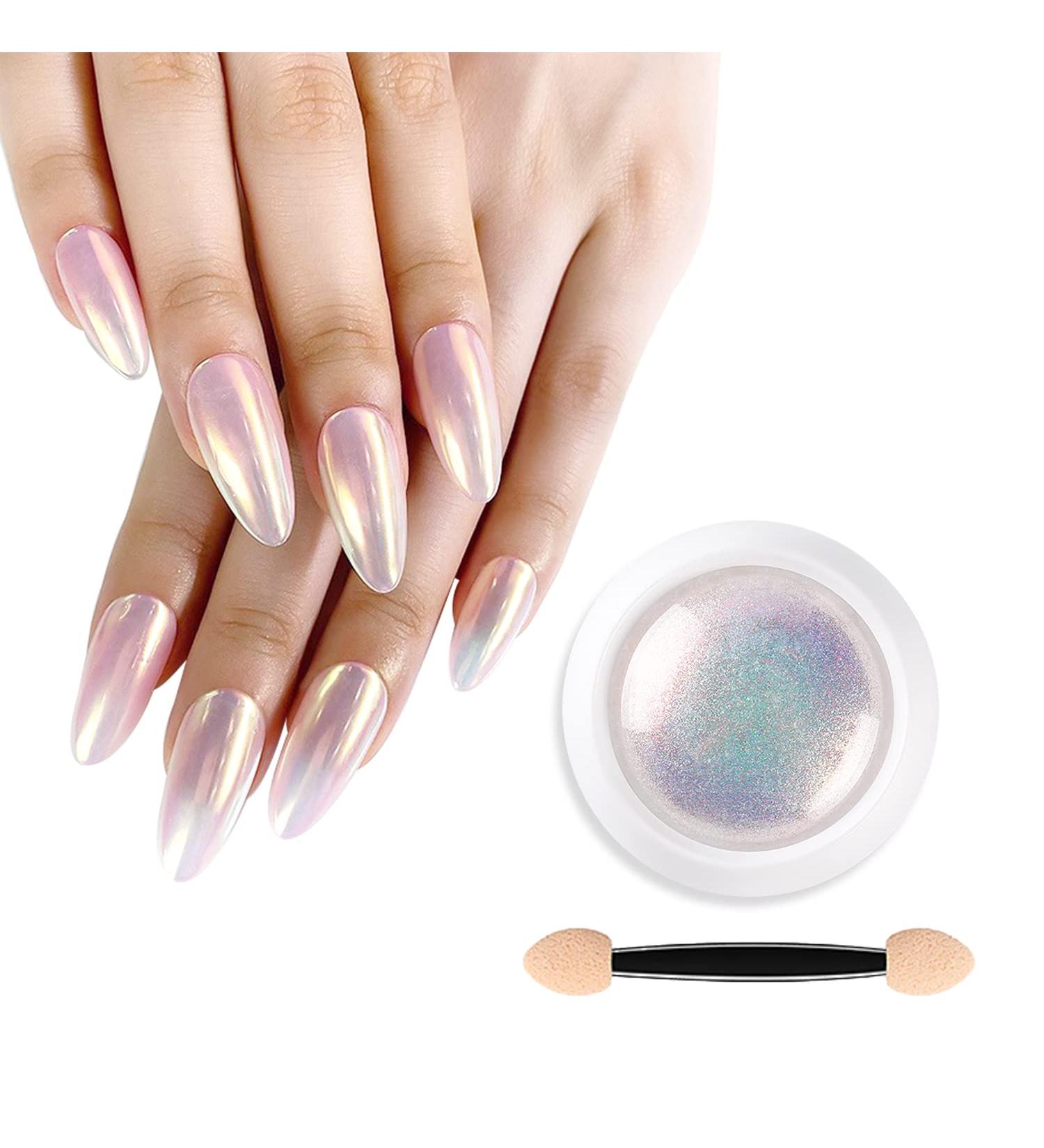 Neon Pearl Chrome Nail Powder - Iridescent Mermaid Fairy Shell Glitter - Aurora Chameleon Manicure Pigment with Tool 0.5g - Buy Online on GoSupps.com