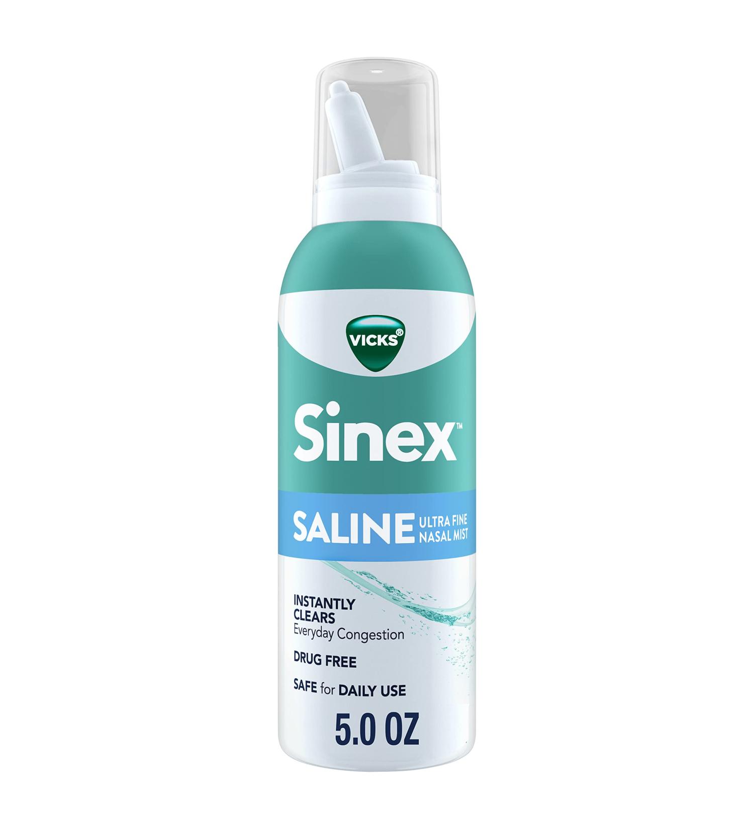 Vicks Sinex Saline Nasal Spray 5.0 fl oz - Drug-Free Relief for Sinus Congestion, Cold, Allergy - Ultra Fine Mist - Fast Clearing of Mucus - Daily Use - Buy Online on GoSupps.com
