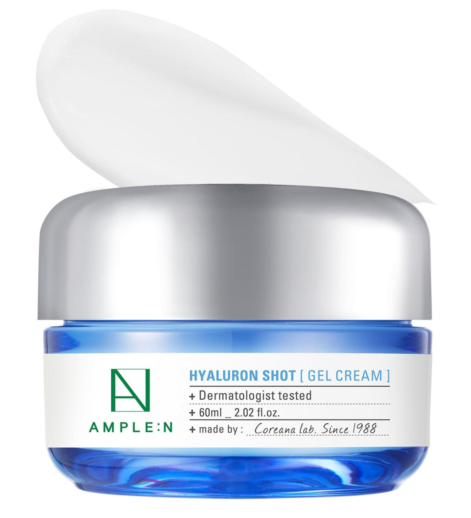AMPLE:N Hyaluron Shot Gel Cream 2.02 fl. oz. (60ml) - Long Lasting Moisture Relief for Extra Dry Skin Ampoule Drop Fresh Gel Texture Daily Hydrating Cream