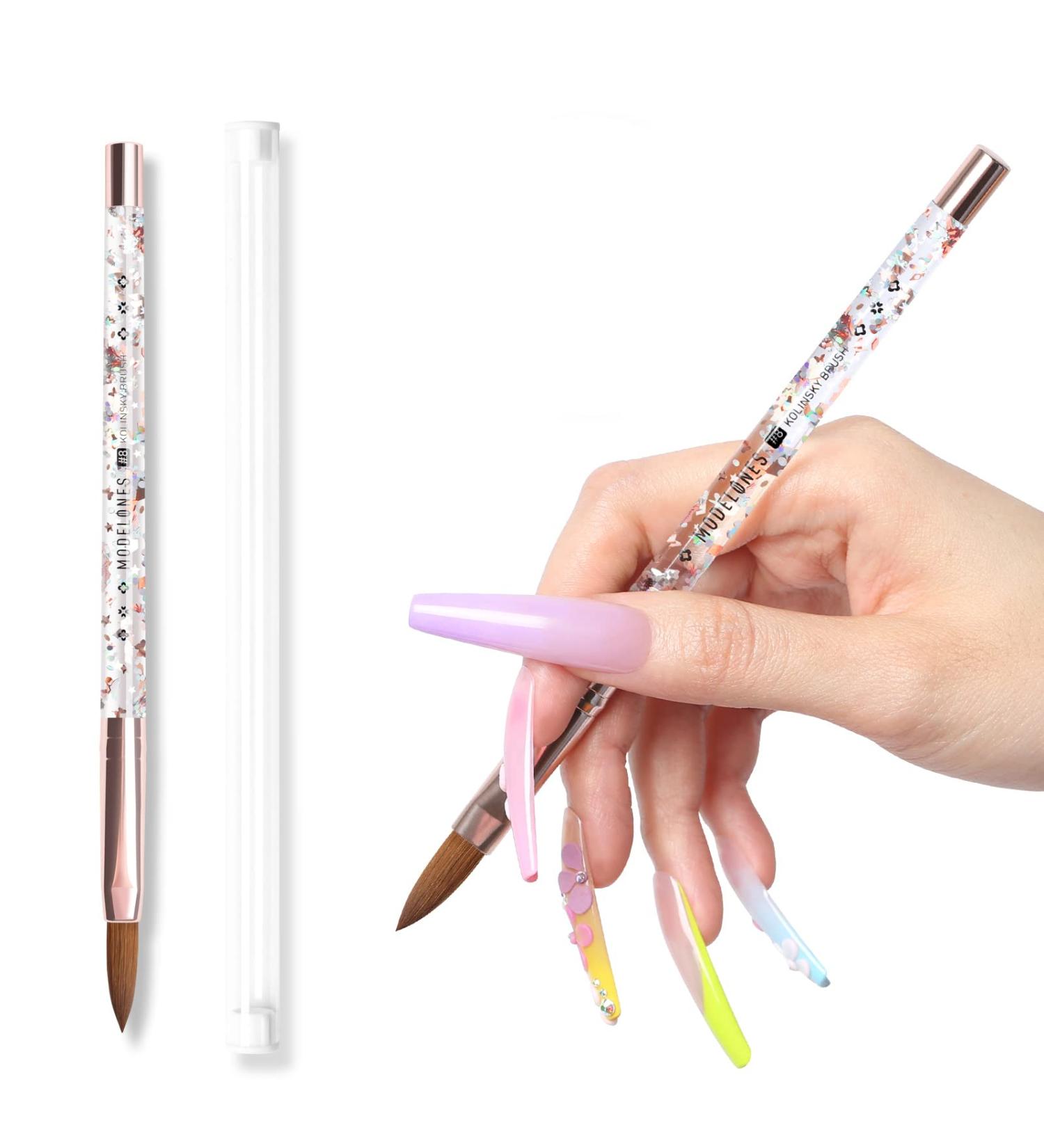 Modelones Kolinsky Acrylic Nail Brush - Size 8 | 100% Pure Sable Hair | Rose Gold Handle | Nail Art Brush for Acrylic Application - Buy Online on GoSupps.com