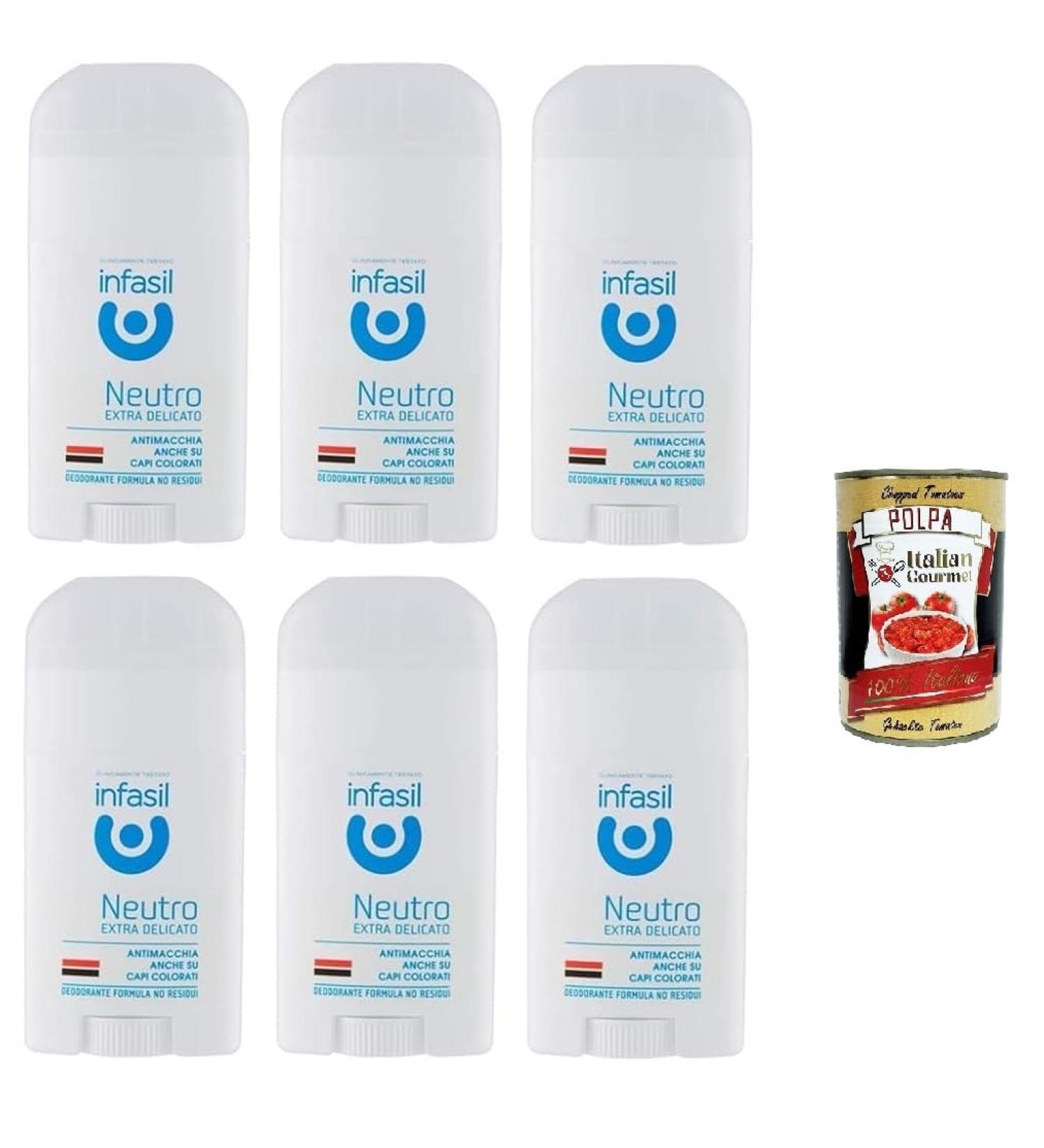  Italian Gourmet E.R. Infasil Neutro Extra Delicato Deodorant Stick No Aluminium Salts 50 ml + Italian Gourmet Polpa 400 g Pack of 6 - Buy Online on GoSupps.com