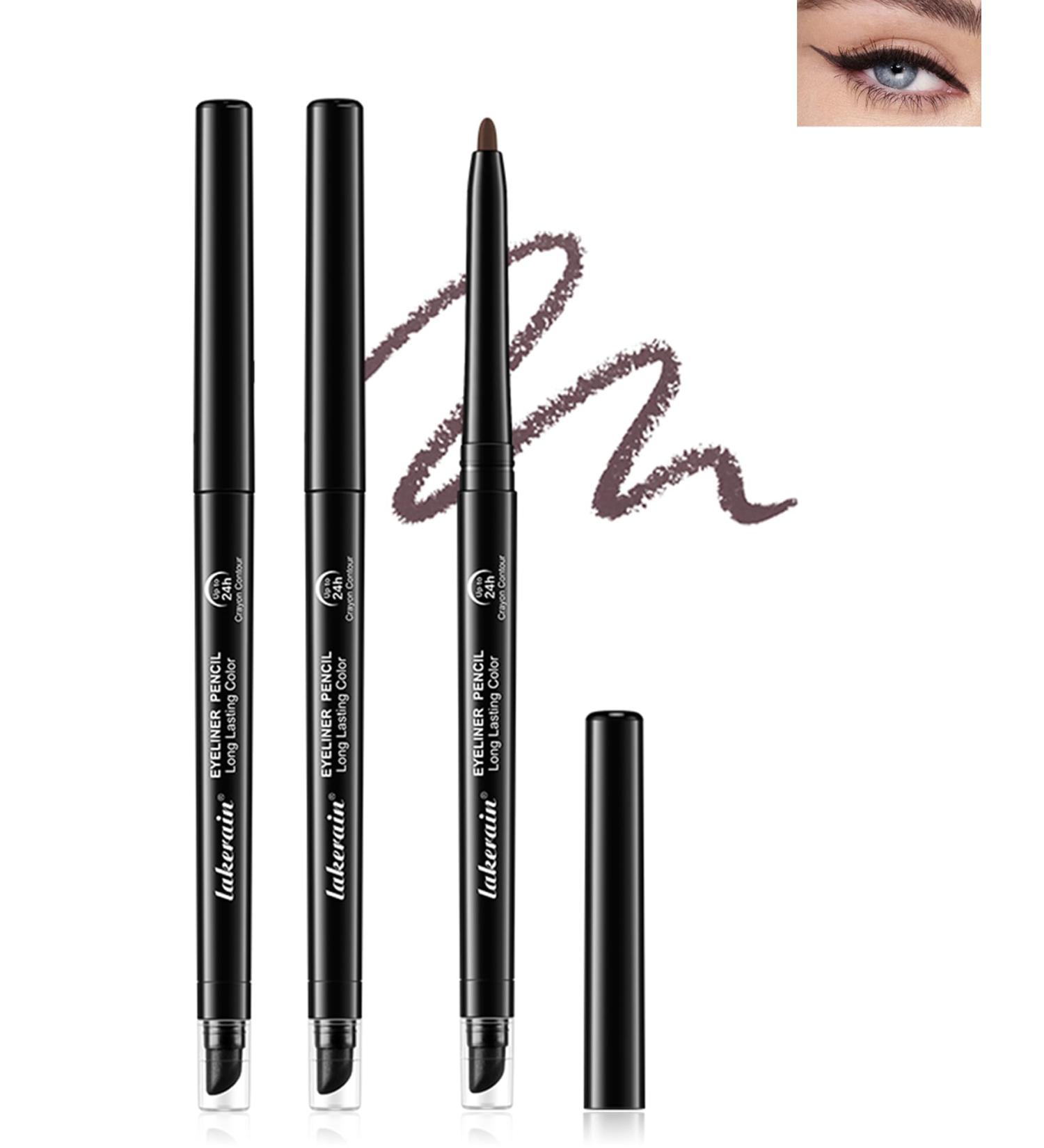 Dark Brown Waterproof Eyeliner Pencil 2Pcs Smudge Proof Long Lasting Gel Eyeliner Creamy Waterline Eyeliner Highly Pigmented Micro-Fine Retractable Eyeliner with Built-In Sharpener & Smudger-02 02 Dark Brown - Buy Online on GoSupps.com