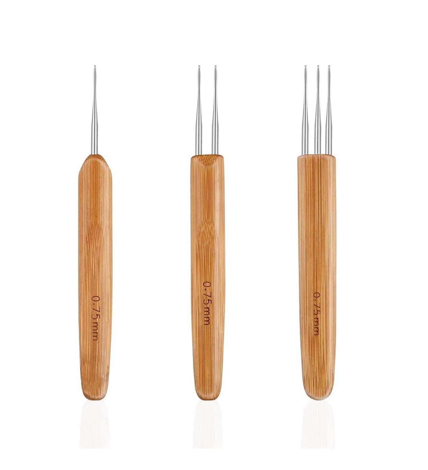 LDCREEE Dreadlock Crochet Hooks Set - 3 Pieces 0.75mm Wood Color for Hair Braid Craft - Buy Online on GoSupps.com
