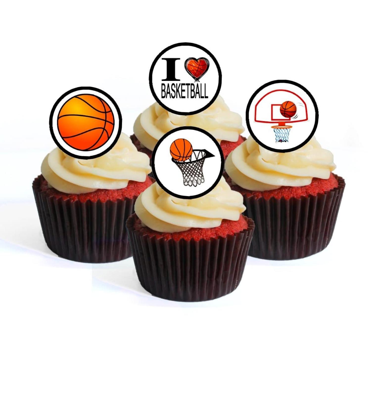 24 Basketball Edible Premium Thickness SWEETENED Vanilla Wafer Rice Paper Cupcake Toppers/Decorations - Buy Online on GoSupps.com