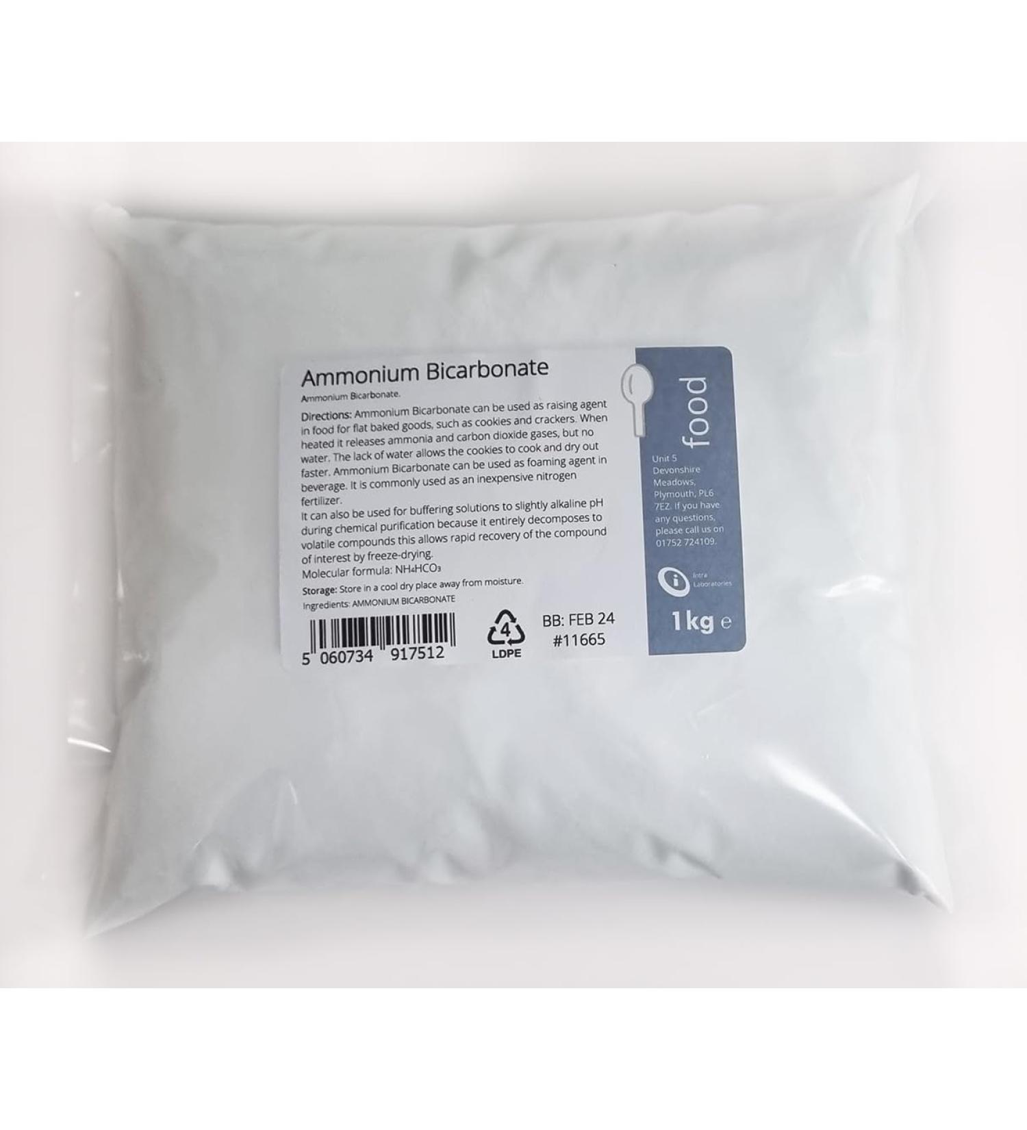 Entirely Ingredients - Ammonium Bicarbonate 1kg - Premium Quality - Food Grade