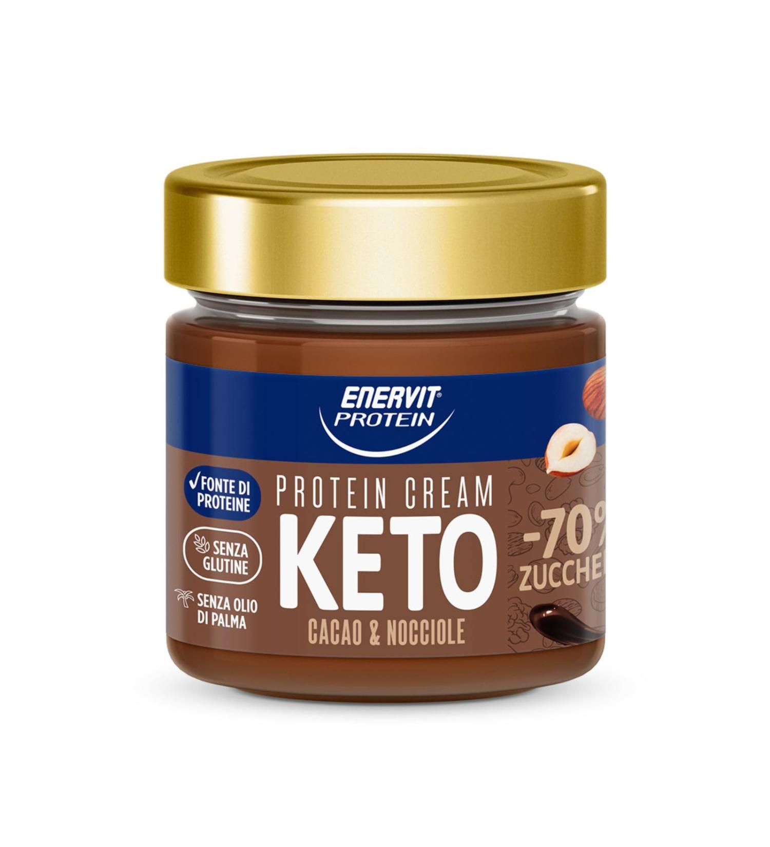 Enervit Keto Cocoa and Hazelnut Protein Cream 180g Tub Thickenable Protein Cream 70% Less Sugar with Milk Proteins Gluten Free - Buy Online on GoSupps.com