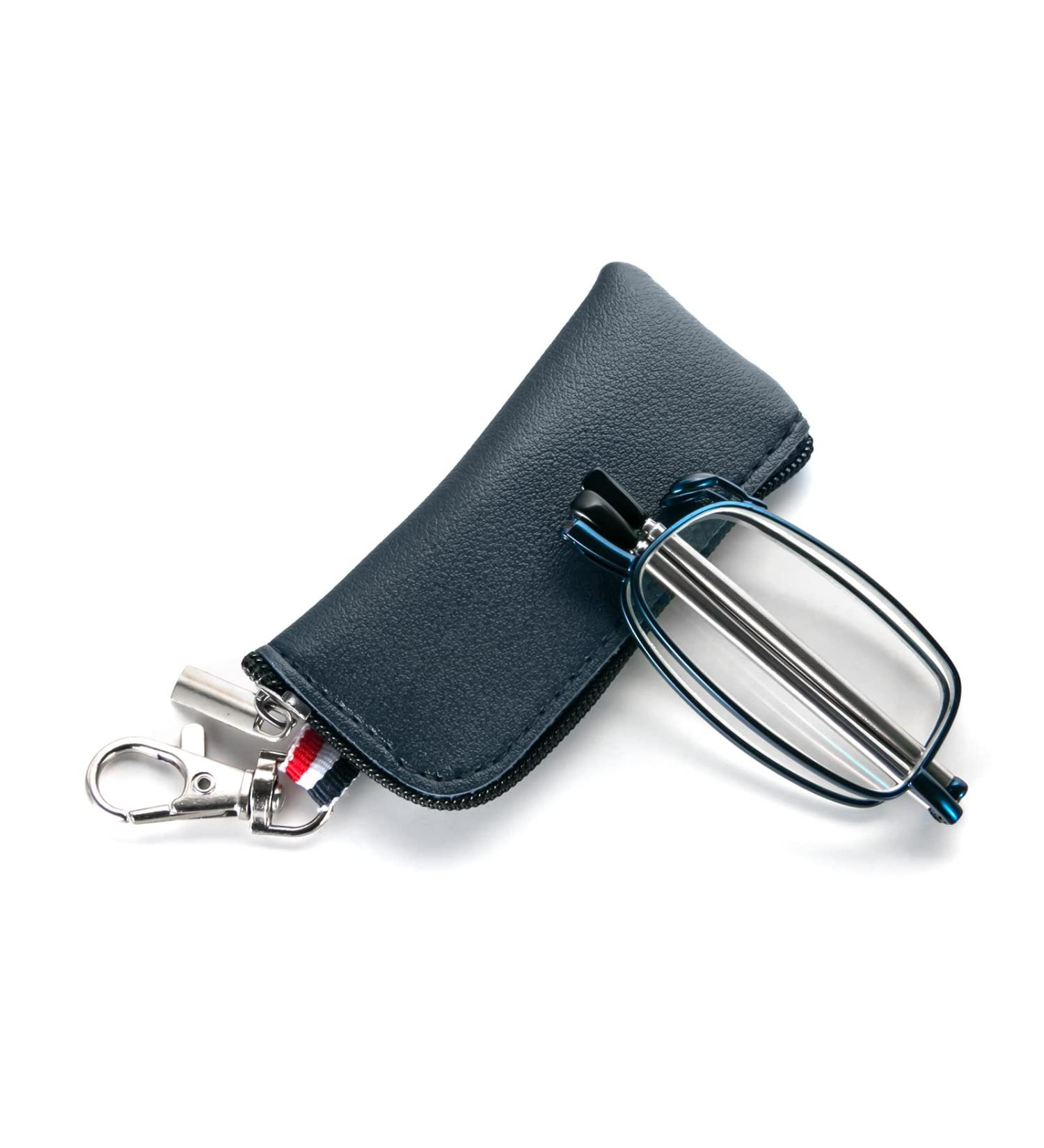 MMOWW Foldable Anti-Blue Light Reading Glasses for Women & Men - Telescopic Rod Zipper Keychain Mini Size (+2.5 Blue) - Buy Online on GoSupps.com