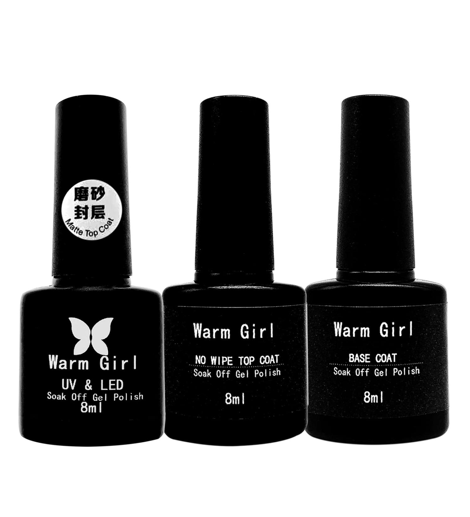 Warm Girl Gel Nail Polish Top Coat and Base Coat Matte Top Coat Gel Polish Set 8ml No Wipe Top Coat Soak off UV LED Glossy Top and Base Coat for DIY Nail Art Manicure - Buy Online on GoSupps.com