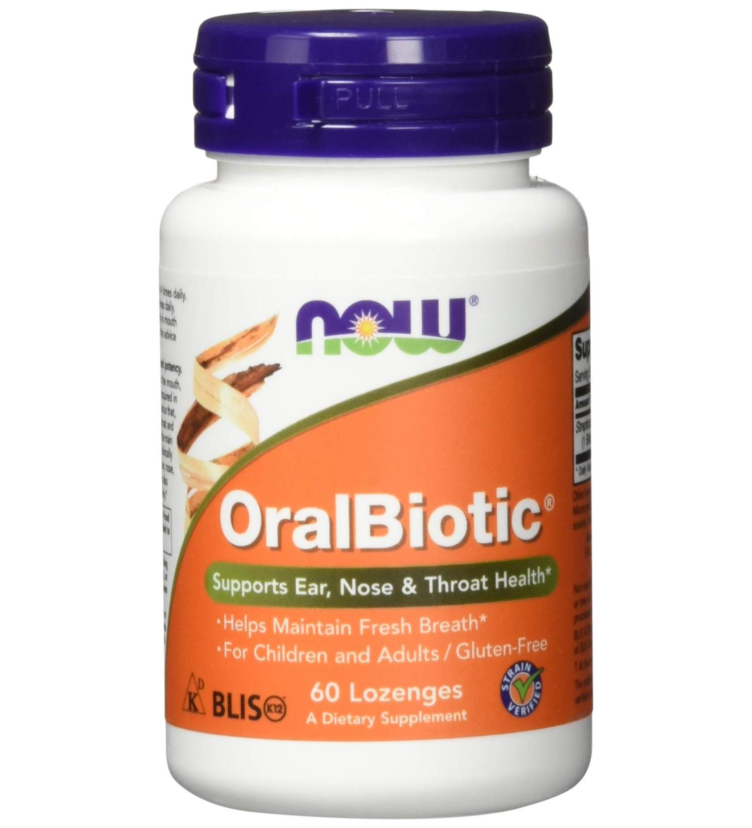 Now Foods OralBiotic Blis K12 Lozenges - Promotes Healthy Oral Bacteria - 60 Count - Buy Online on GoSupps.com
