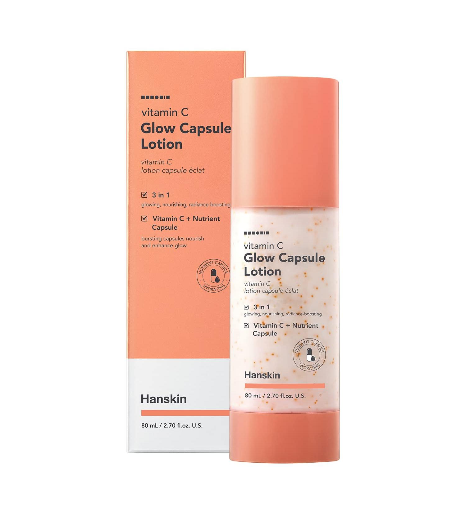 Hanskin Vitamin C Glow Capsule Moisturizer - Brightening Korean Skin Care with Niacinamide & Vitamin B for Radiance | 2.7 fl oz - International Shipping Available - Buy Online on GoSupps.com