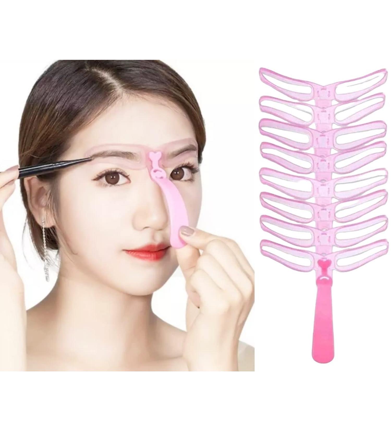 8 Pack Eyebrow Stencils for Beginners Reusable Eyebrow Stencils for 3 Minutes Makeup (Pink) - Buy Online on GoSupps.com