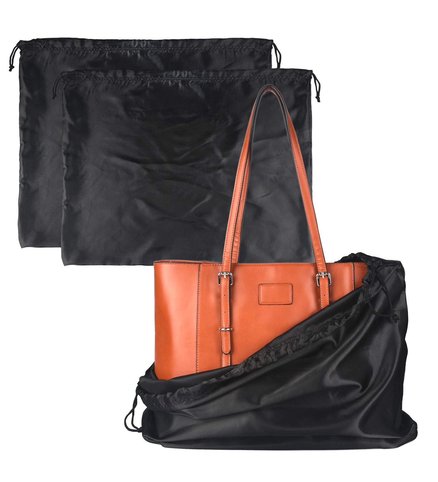 Dust Cover Storage Bags Set for Handbags and Shoes - 2 Pack Black Silk Cloth with Drawstring Pouch - 23.6 x 19.6 in - Buy Online on GoSupps.com