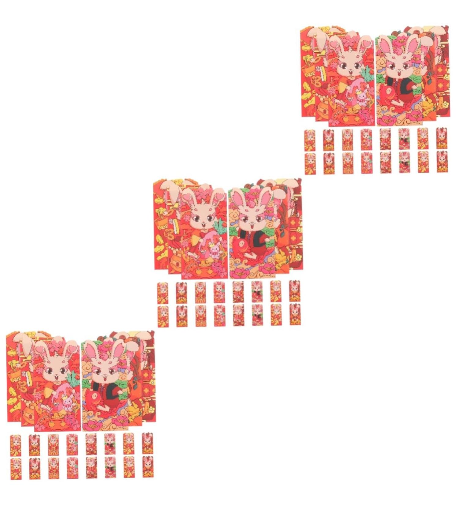 MAGICLULU 90 Pcs 2023 Red Envelope Red Envelope Chinese Rabbit Year Hong Bao 2023 Money Packets Chinese New Year Red Pocket Cash Envelope Red Wallet New Year Gift Lucky Cash Bag Paper Child As Shown 4x3pcs 16.4X8.9CMx3pcs - Buy Online on GoSupps.com