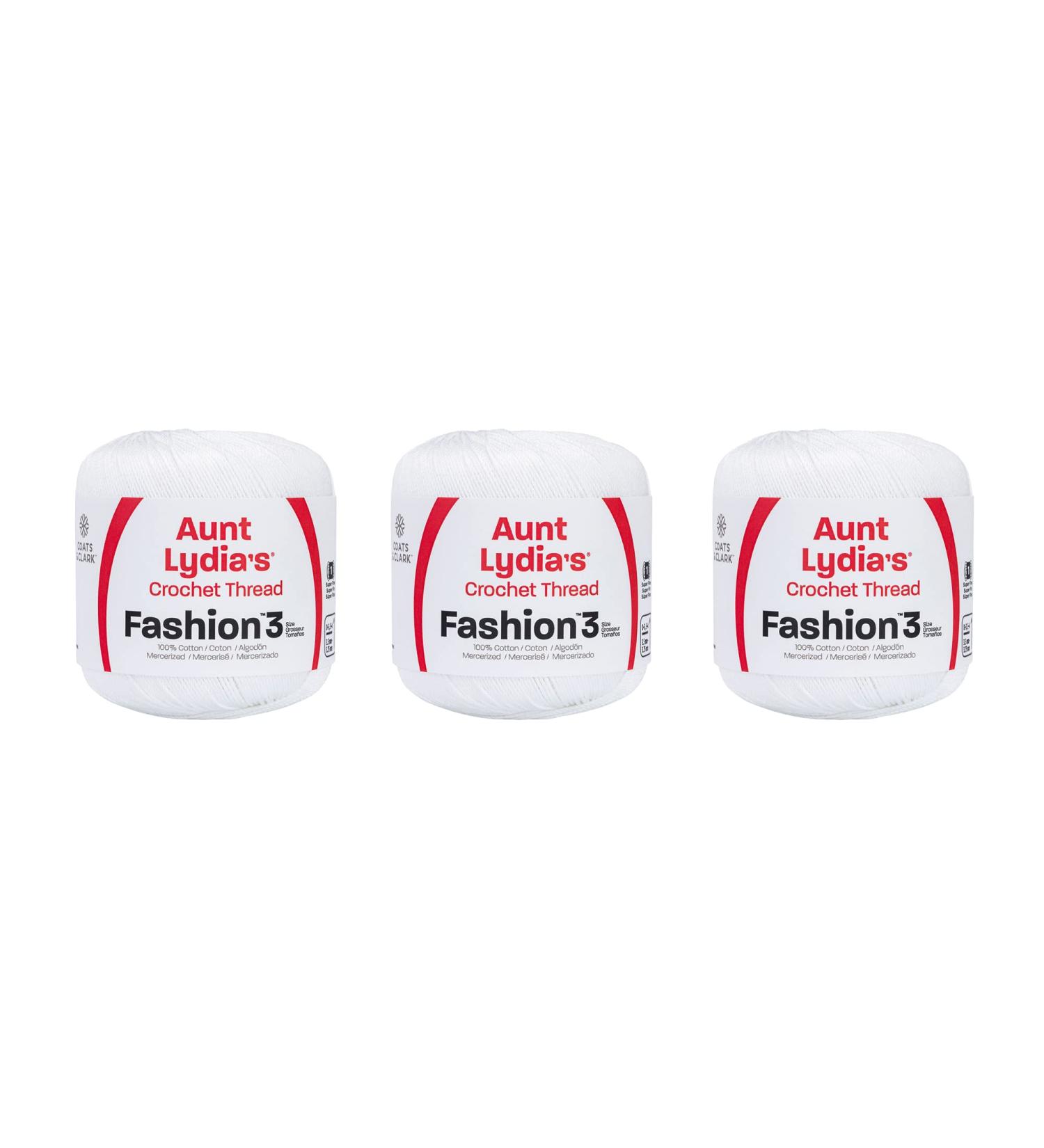 Aunt Lydia Fashion White Crochet 3-Pack - 150y/137m - Cotton - Gauge 3 - Crochet Thread - Buy Online on GoSupps.com