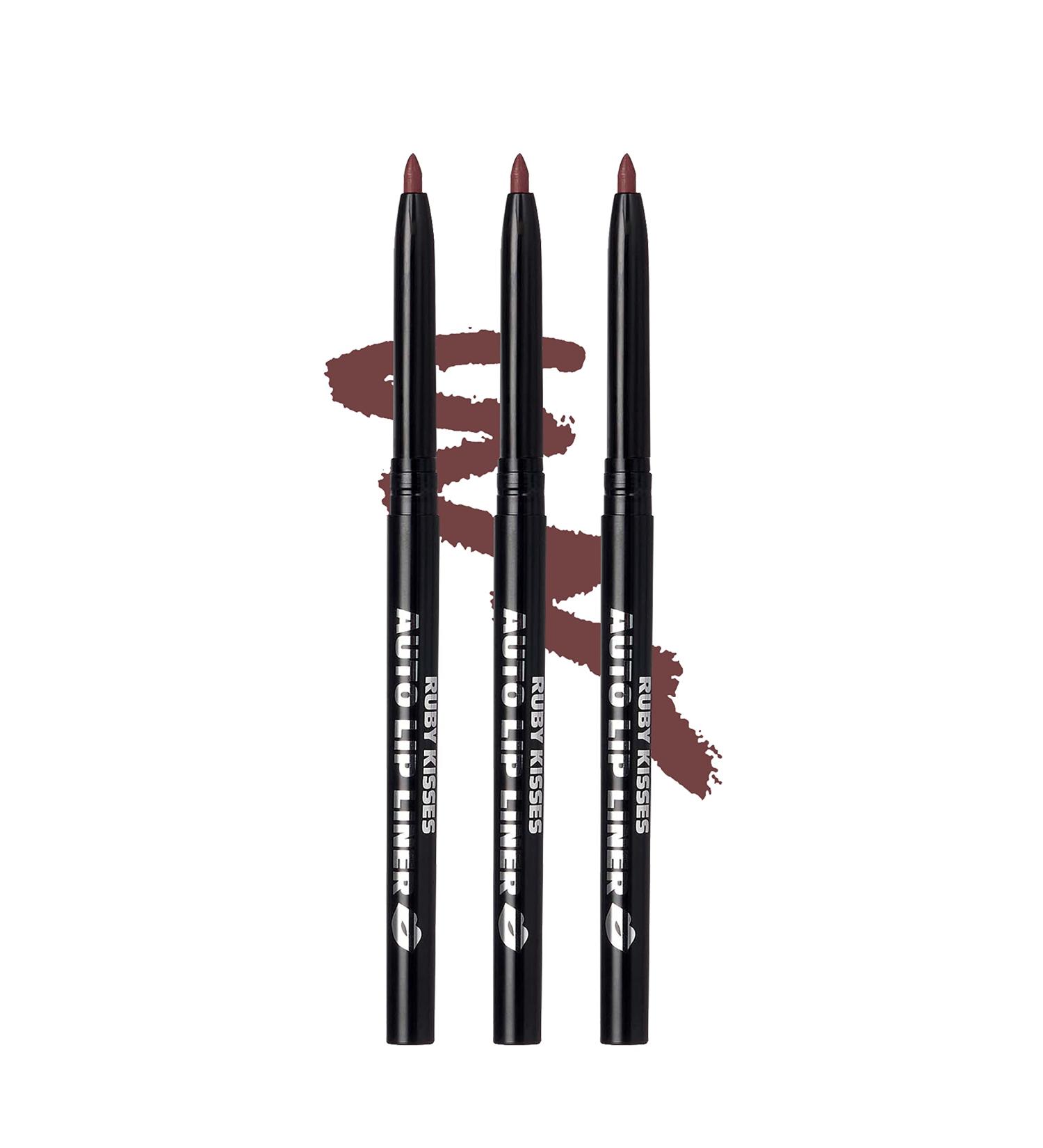 Ruby Kisses Auto Lip Liner Pencil - Long Lasting Mechanical Lip Liner 3 PACK (Cocoa) - Buy Online on GoSupps.com