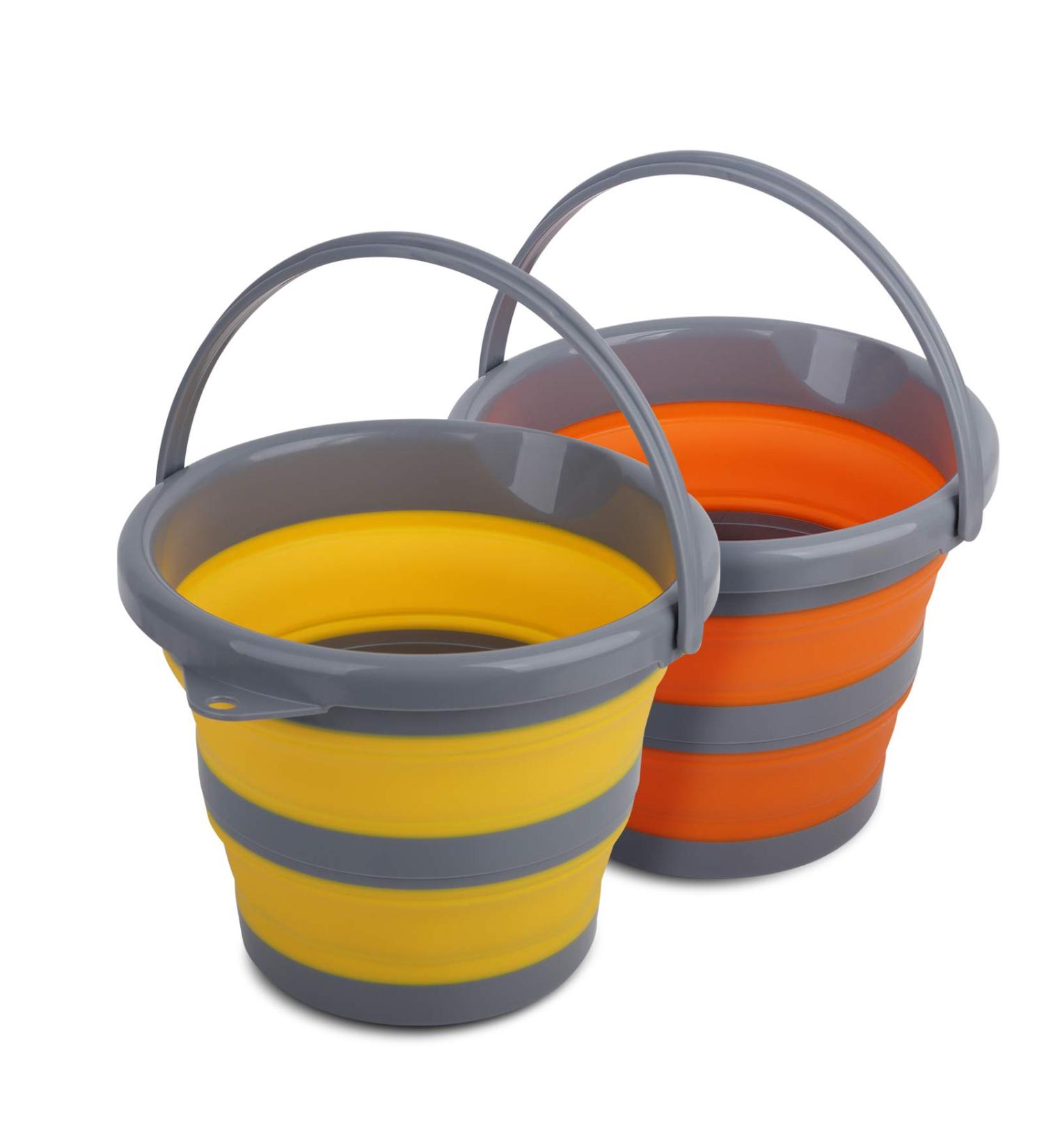 2 Pack Collapsible Plastic Buckets - 1.32 Gal (5L) Each, Foldable & Portable Round Tubs for Garden, Camping & Fishing - Buy Online on GoSupps.com