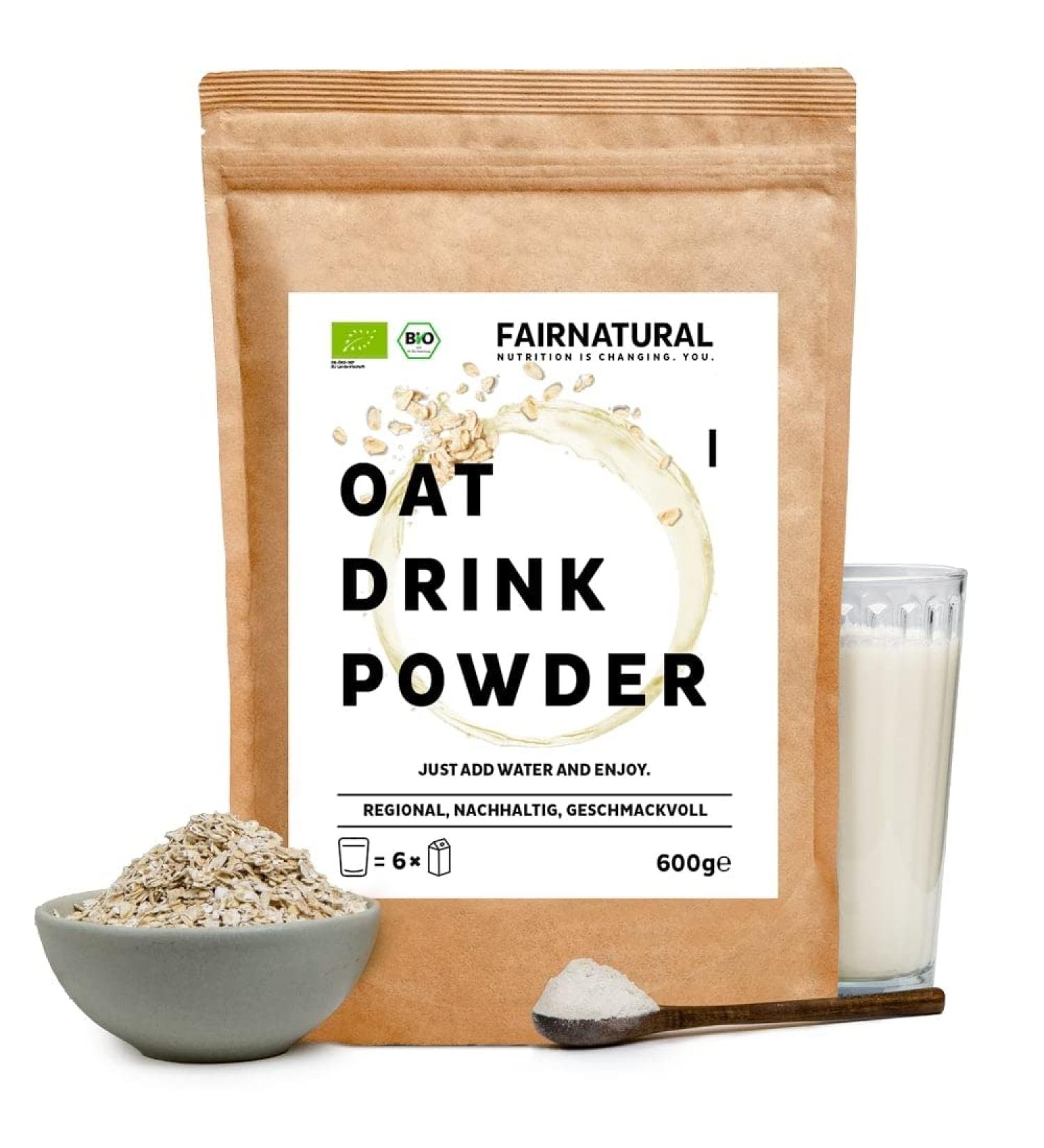 Fairnatural Bio HaferDrink Powder | Organic Oat Milk Substitute - No Sugar Added | 600g for 6L | German Cultivation - Buy Online on GoSupps.com
