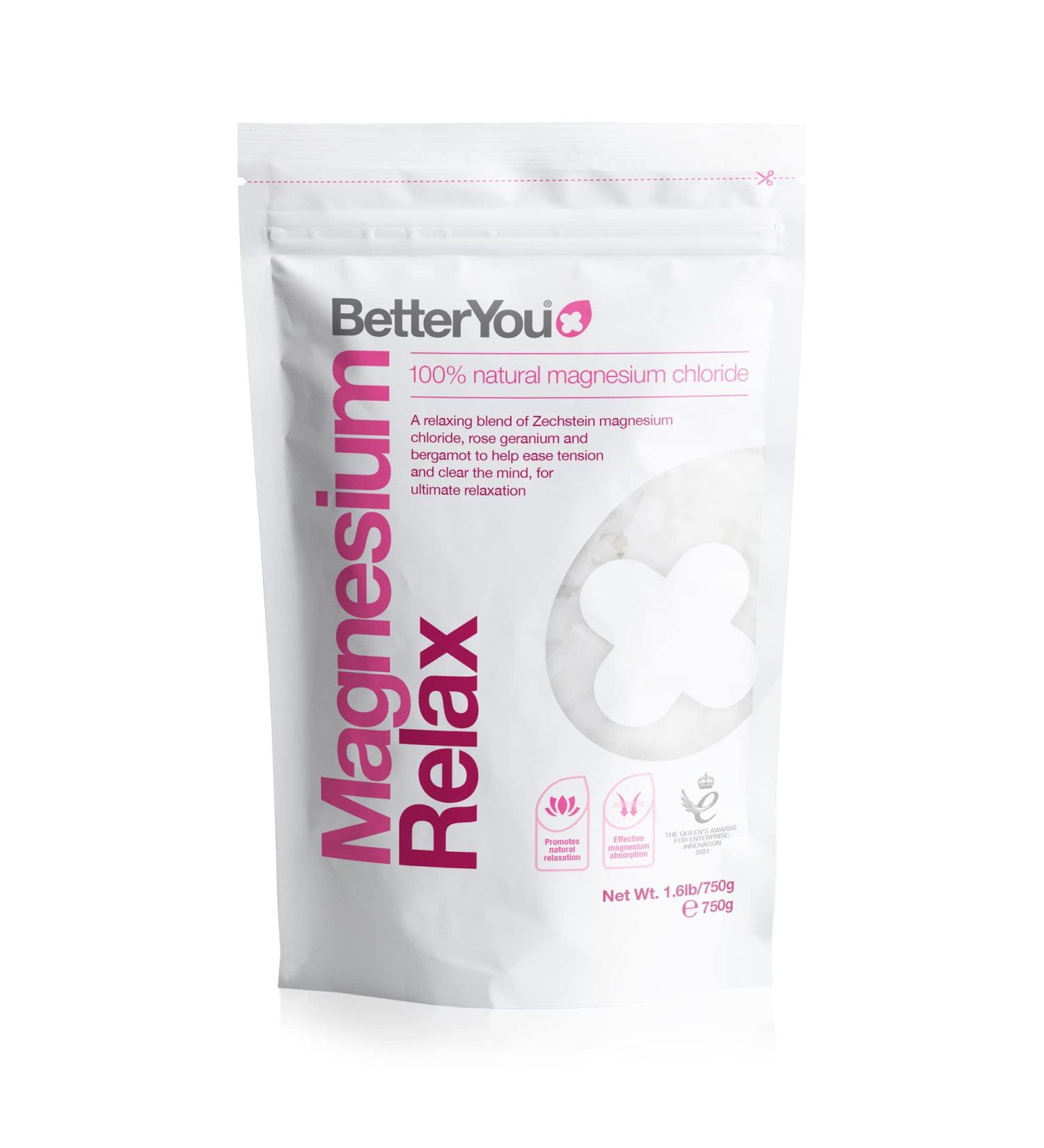 BetterYou Magnesium Relax Bath Flakes | Body Recovery Bath Salts for Muscle Relief & Skin Health | Essential Oils | 1.6 lb - International Shipping Available - Buy Online on GoSupps.com