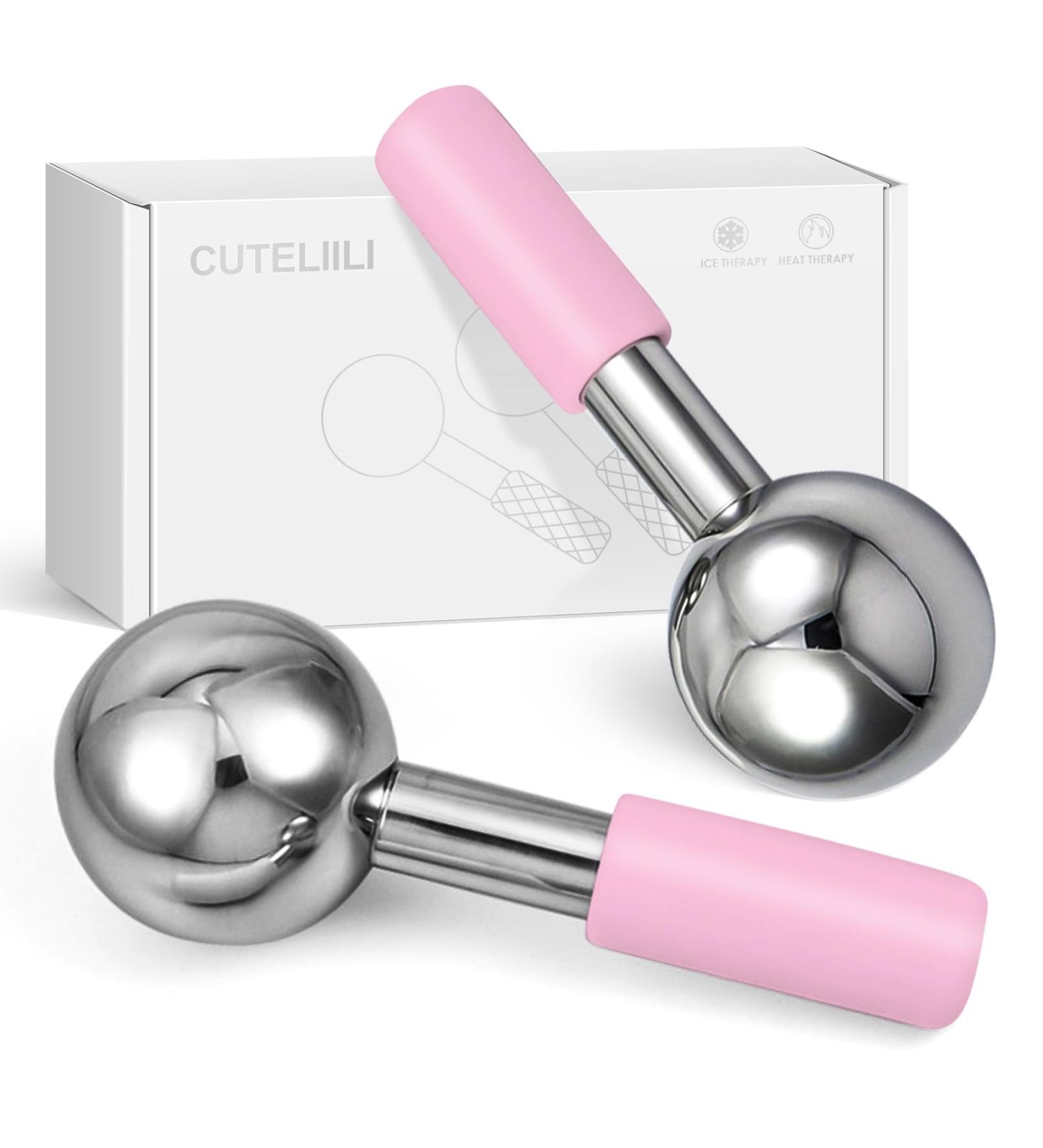 Unbreakable Stainless Steel Ice Globes for Face - Best Facials for Puffiness & Wrinkles | Pink Ice Balls for Skin Care Neck & Eyes - Buy Online on GoSupps.com