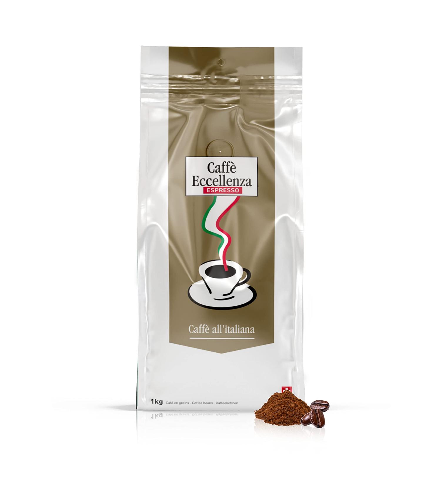 Cafés Trottet Strong Italian Coffee Eccellenza Espresso Coffee Beans 1kg Dark Roast and Artisan Whole Beans