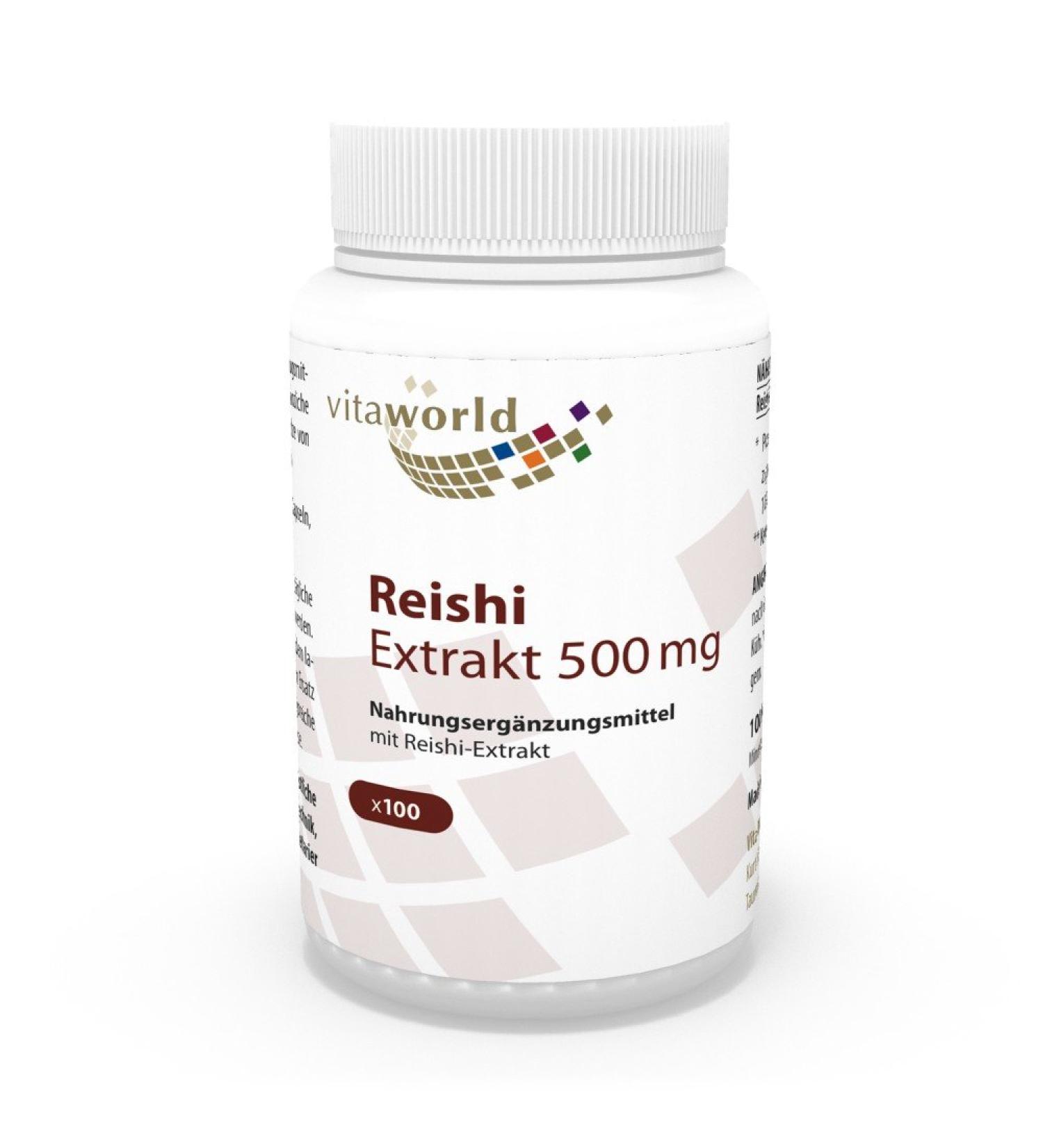 Vita World Reishi Extract 500mg 100 Vegetarian Capsules with Certificate of Analysis Made in Germany - Buy Online on GoSupps.com