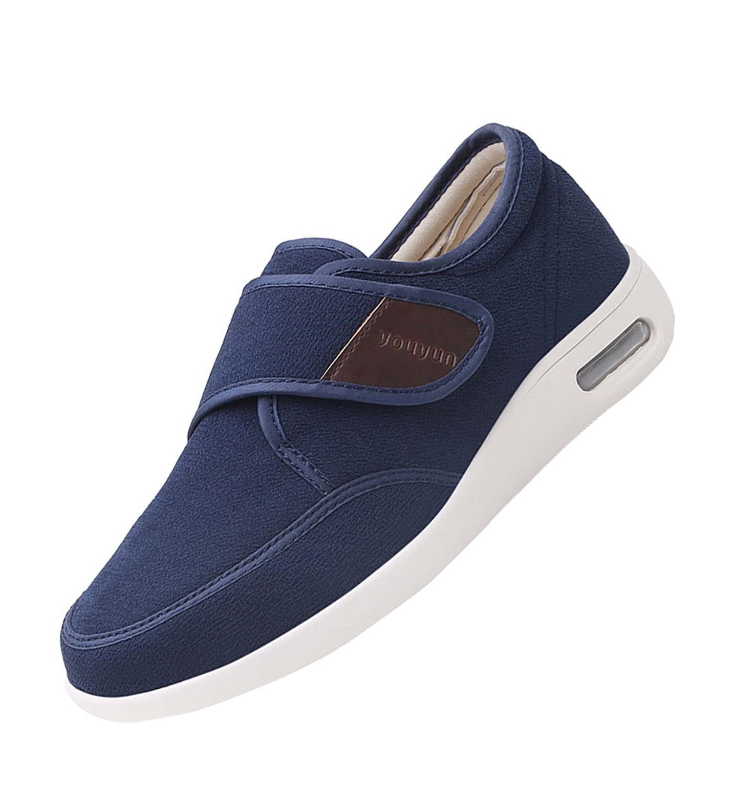 Adjustable Width Arthritis & Edema Shoes for Women - Breathable Mesh, Rubber Sole House Slippers - Blue, Size 10 - Buy Online on GoSupps.com