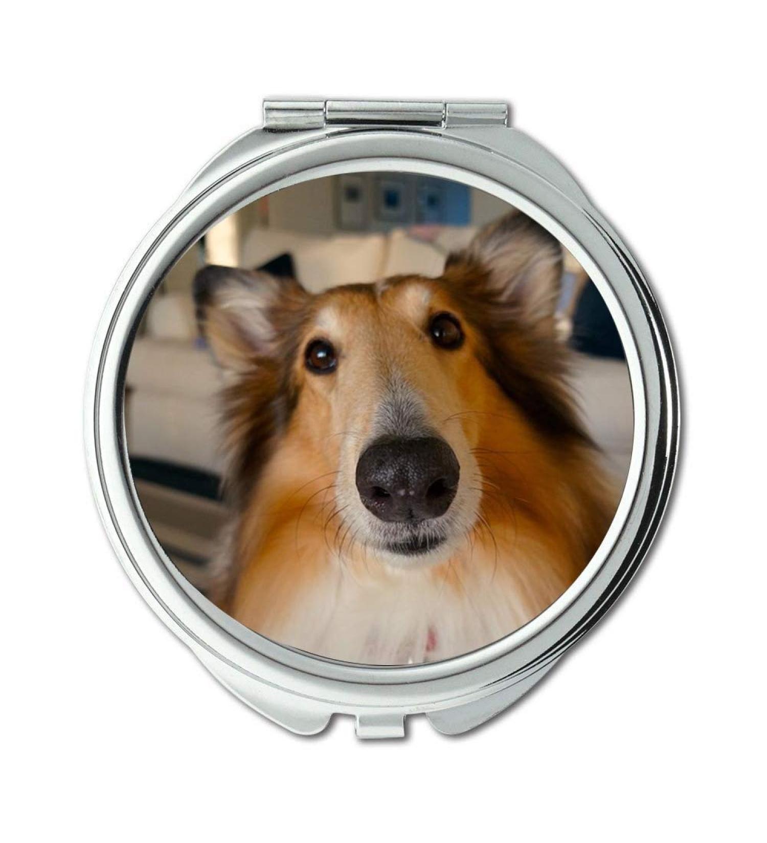 Mirror Travel Mirror Dog Pet Cute Doggy Little Happy Cheerful pocket mirror portable mirror - Buy Online on GoSupps.com