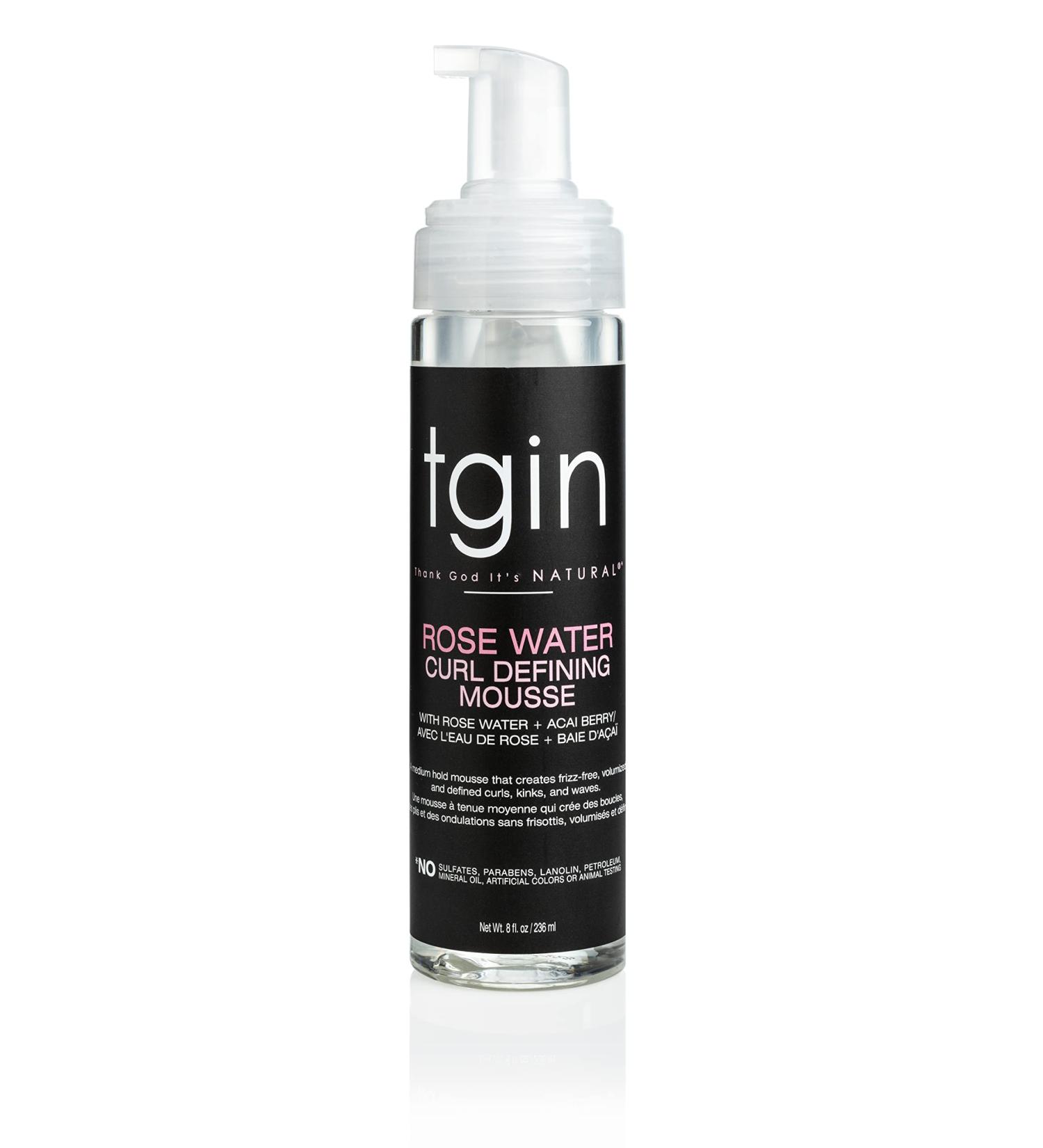 tgin Rose Water Defining Mousse 8oz - Natural Hair Styling for Curls, Waves, Low Porosity & Fine Hair - Buy Online on GoSupps.com
