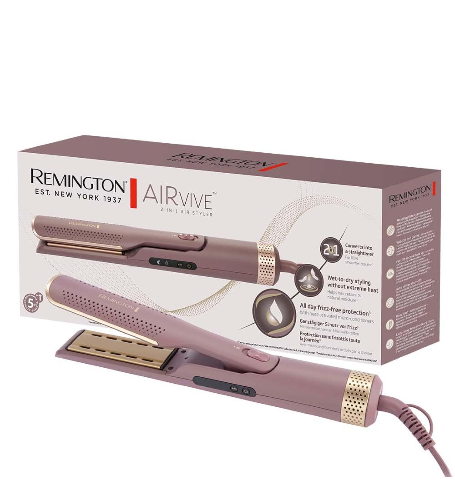 Remington Airvive AS8930 2in1 hot air brush for wet and dry cleaning with ionic technology microconditioner LED display and curved antifrizz coating - Buy Online on GoSupps.com