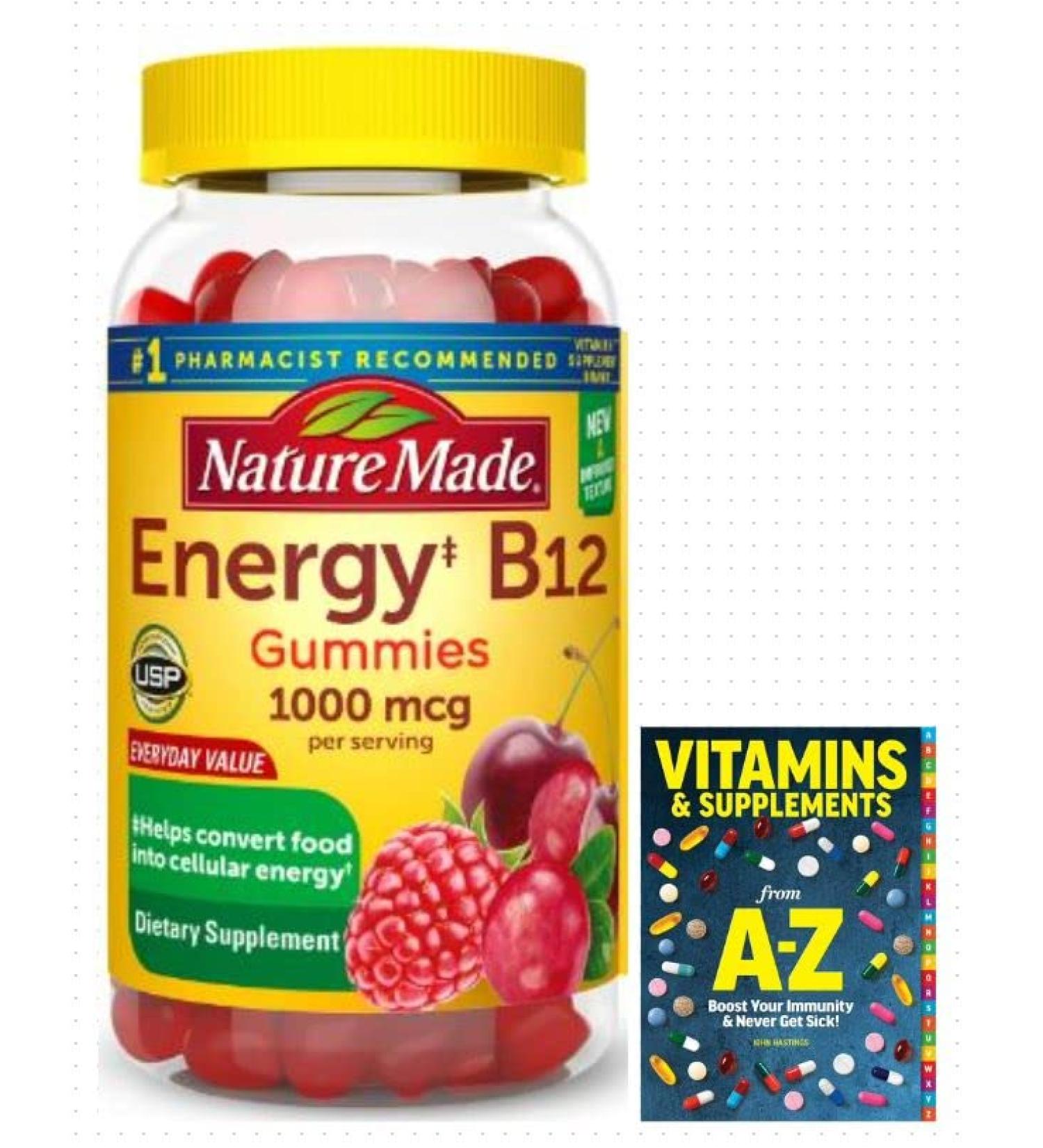 Nature Made Energy B12 1000 mcg Gummies - 80 Day Supply + Better Guide Book - Buy Online on GoSupps.com
