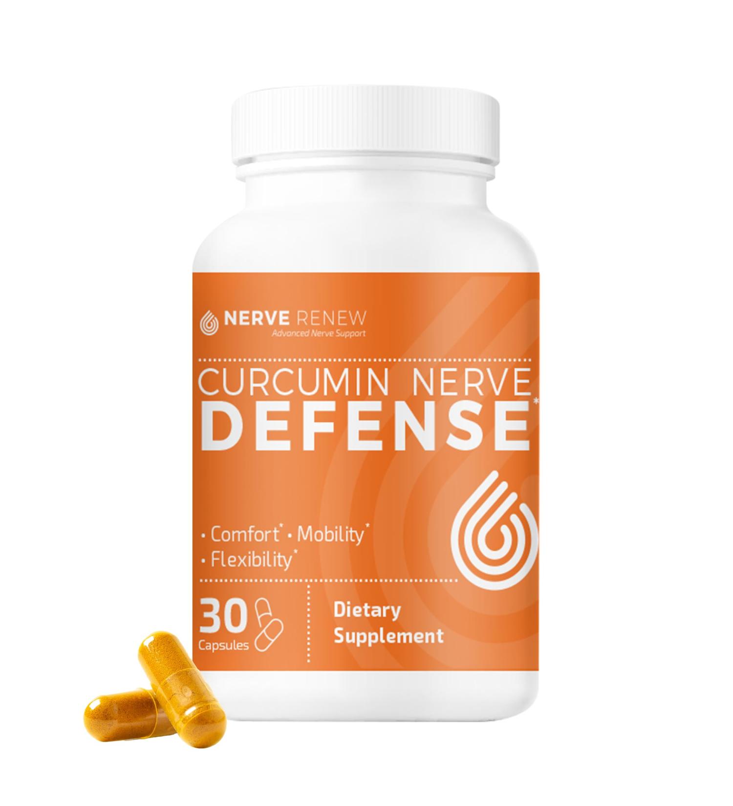 NERVE RENEW Curcumin Nerve Defense with Meriva Curcumin Phytosome for Complete Nerve Nourishment and Comfort - Optimized Curcumin with Black Pepper Extract - 30 Capsules 30 Count (Pack of 1) - Buy Online on GoSupps.com