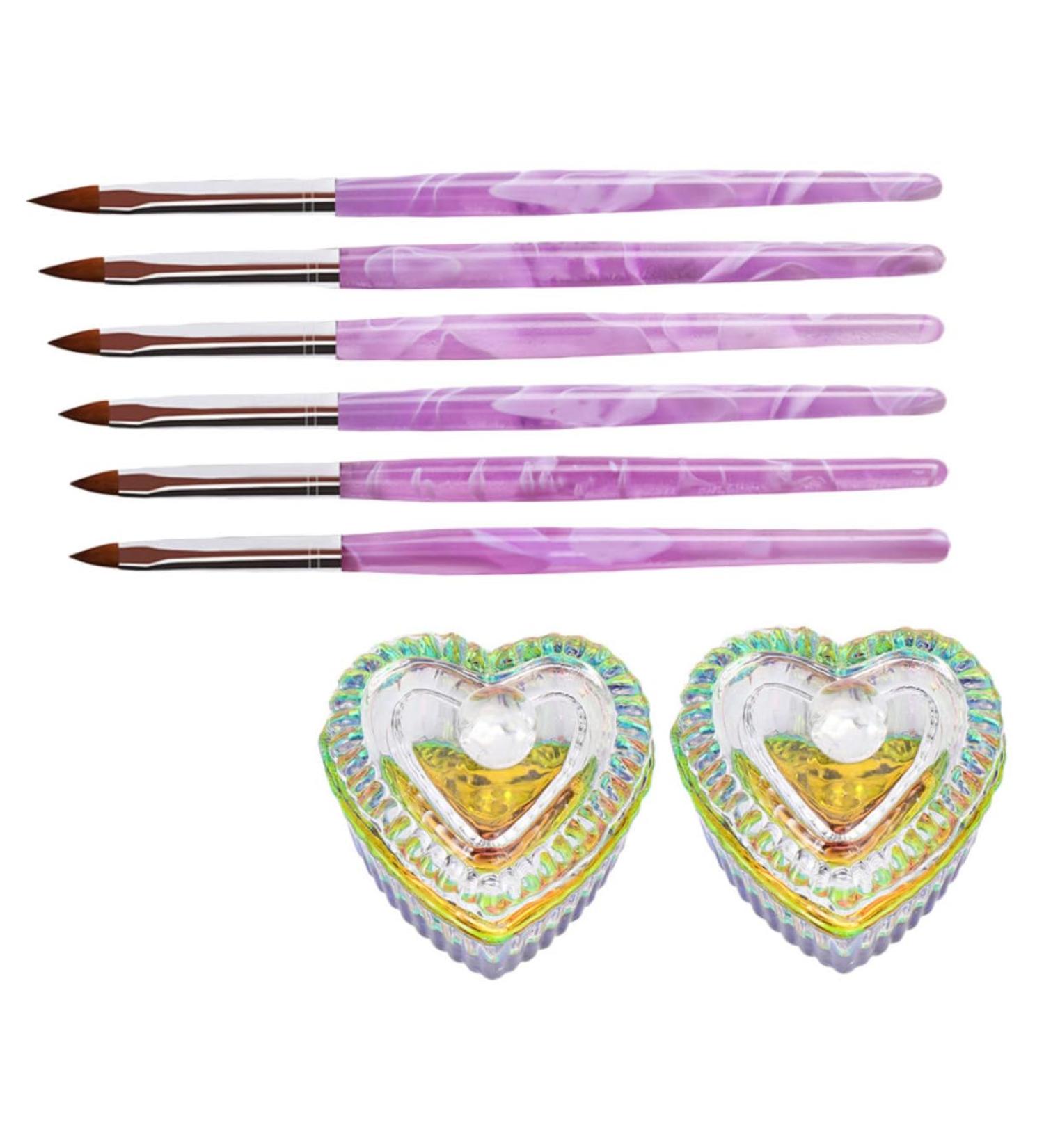 Ipetboom 1 Set Nail Art Crystal Cup Nail Glass Dish Glass with Lid Nail Liquid Nail Painting Drawing Pens Liquid Powder Dish Nail Brush for Acrylic Application Nail Kits Tool With Cover Abs - Buy Online on GoSupps.com