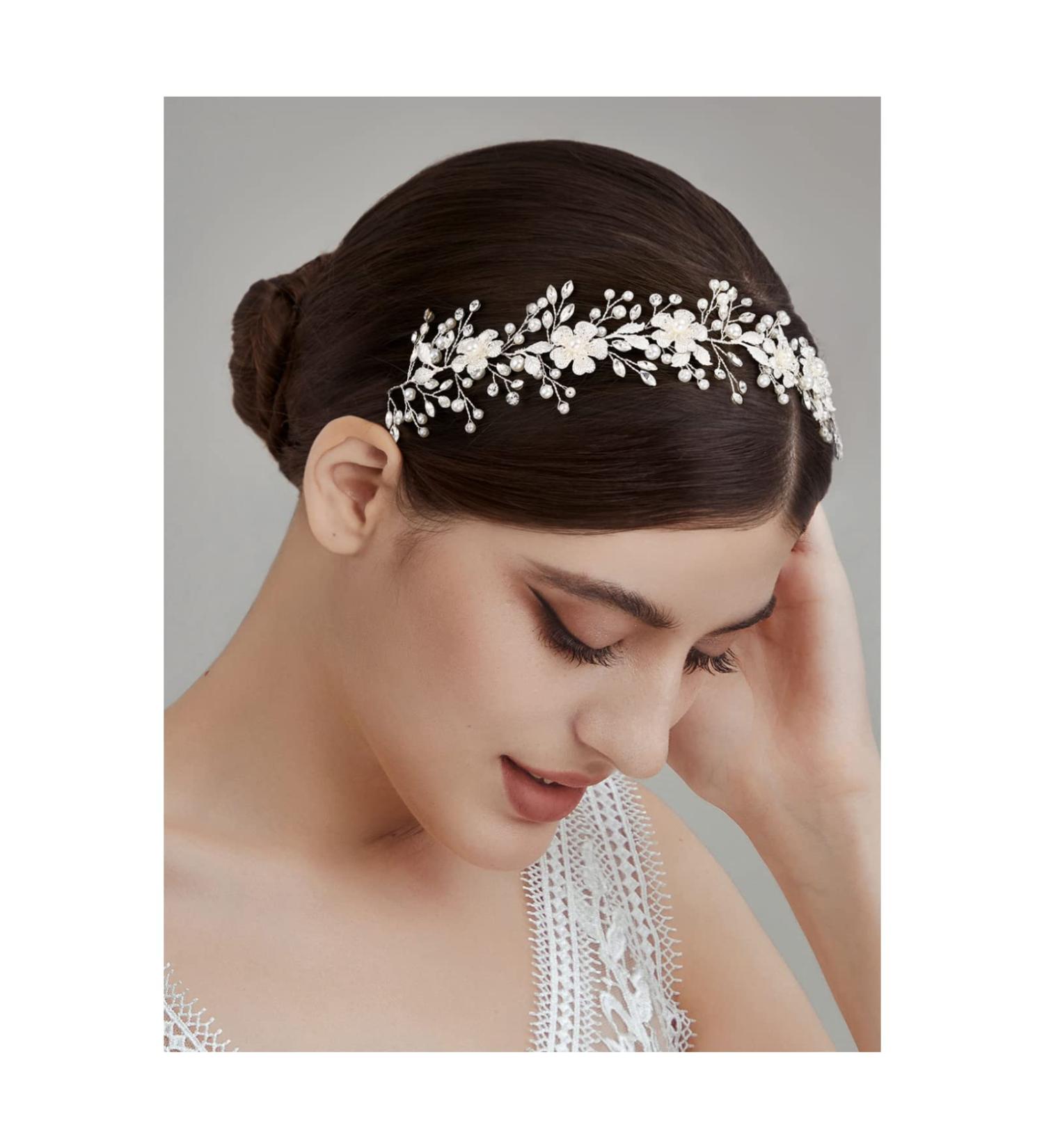 SWEETV Silver Crystal Bridal Headband - Wedding Hair Accessories for Women - Buy Online on GoSupps.com