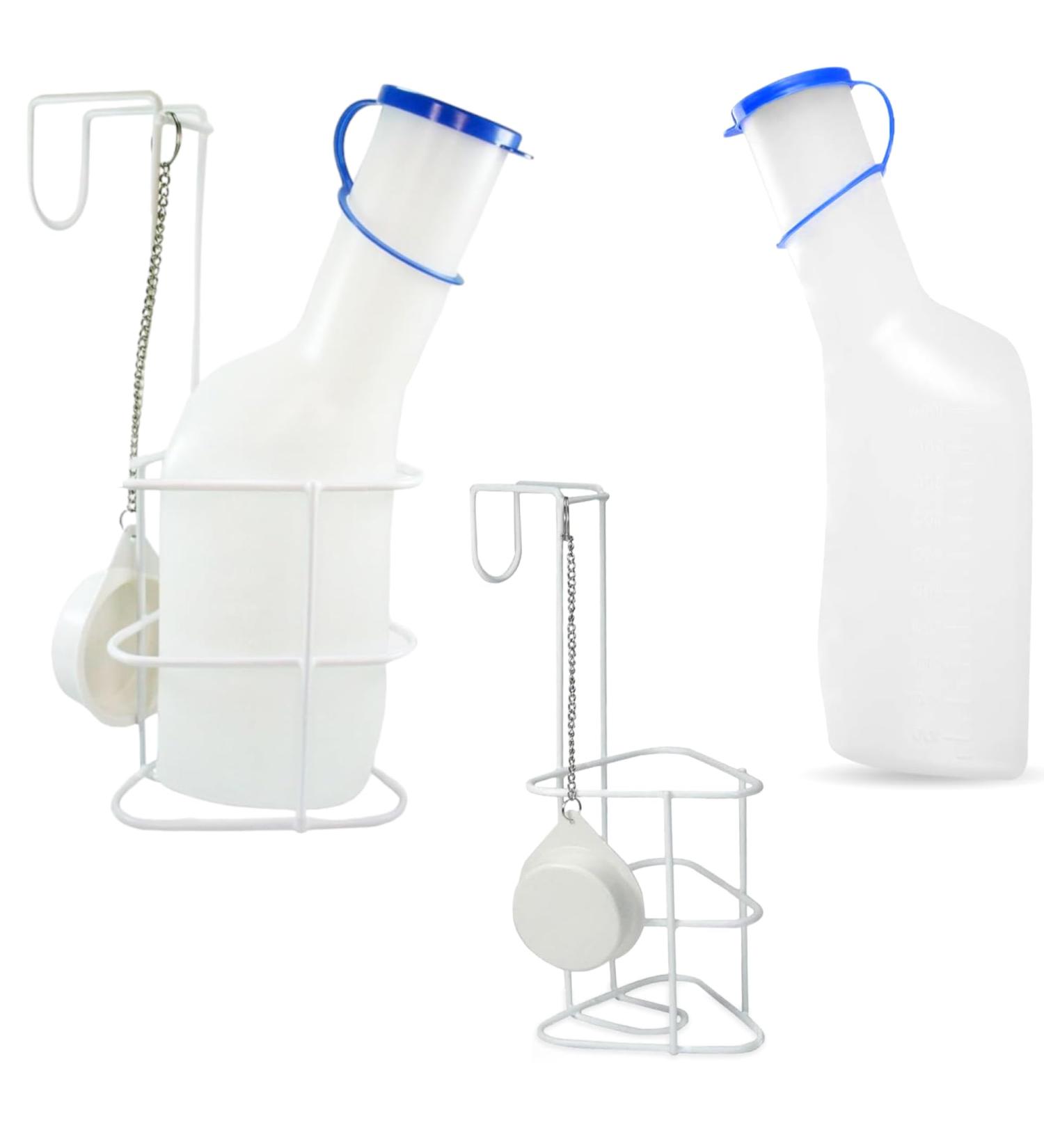 Buy Long-Lasting PP Urine Bottle Set with Bed Holder - 1000 ml | Easy-to-Read Measuring Lines | International Shipping Available - Buy Online on GoSupps.com