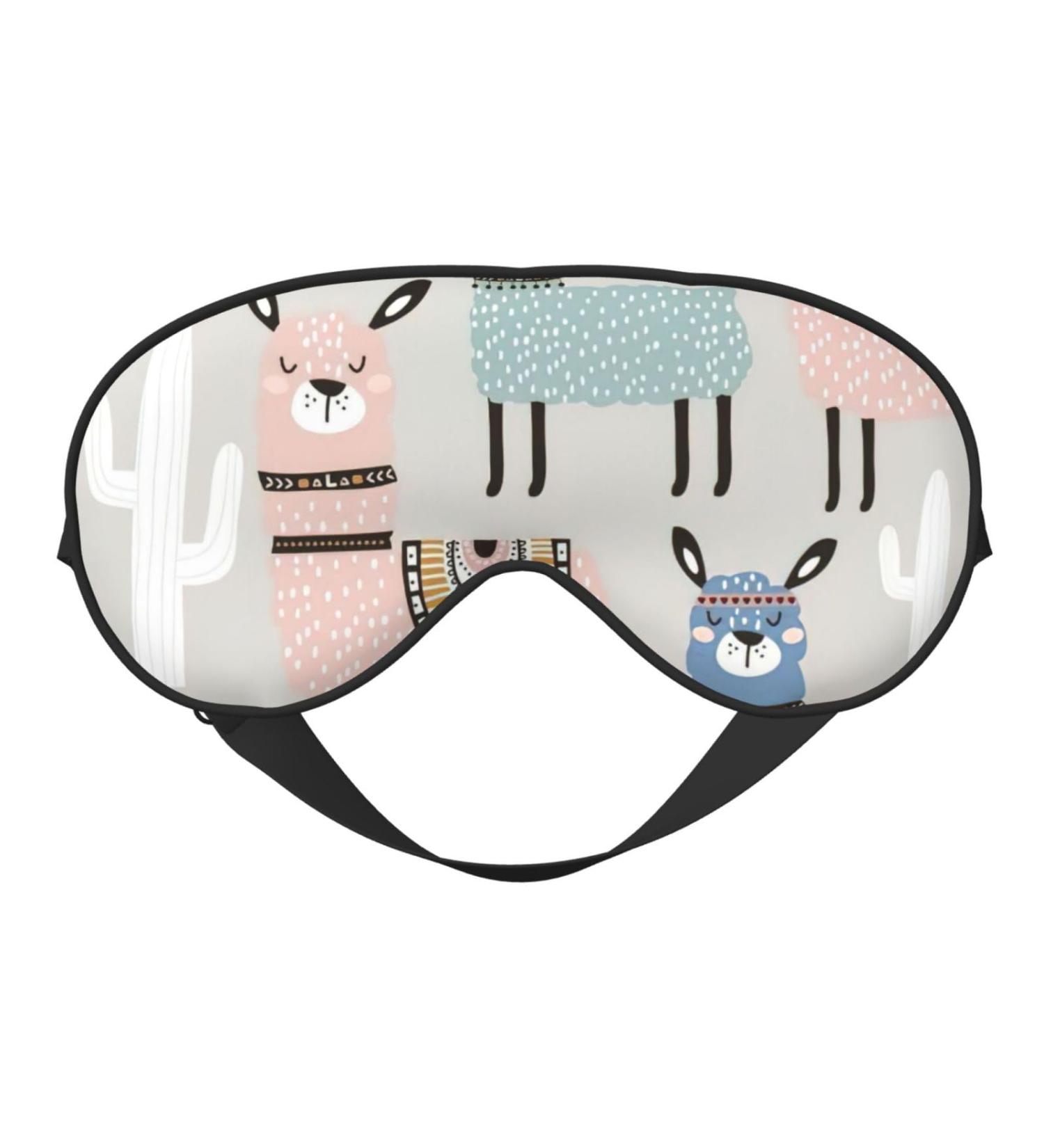 BREAUX Llama Cactus Print Double Sided Eye Mask | Blackout Sleep Mask for Men & Women | Comfortable All-Night Sleep - Buy Online on GoSupps.com