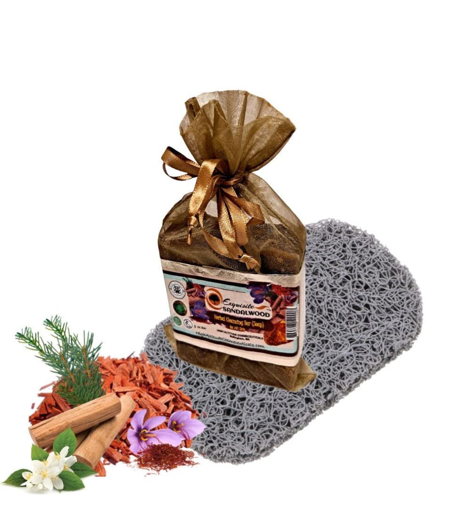 Exquisite Sandalwood Herbal Cleansing Bar Soap | Natural Organic Handcrafted | 5oz Therapeutic Soap with Mysore Sandalwood Saffron & Botanical Extracts for Men & Women - Buy Online on GoSupps.com