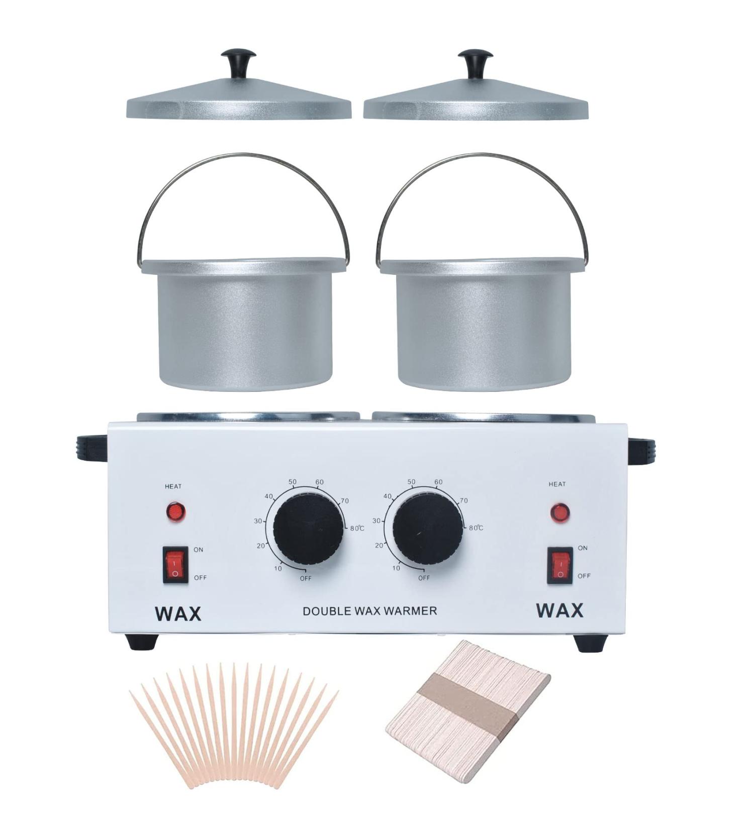 Professional Double Wax Warmer Hair Removal Machine | Adjustable Temperature | 110V | Includes 100 Wooden Craft Sticks - Buy Online on GoSupps.com