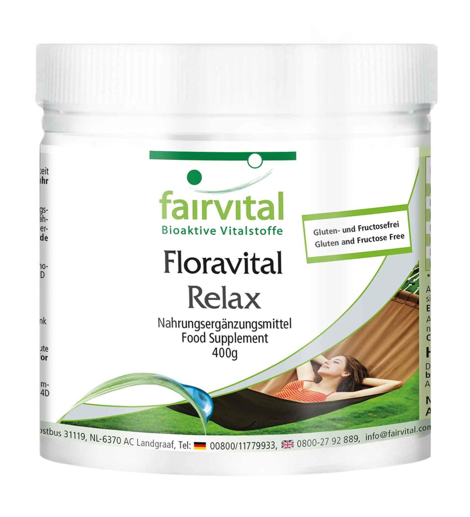 Fairvital Floravital Relax - 5 Bacterial Cultures Psyllium & Inulin Supplement - Lactobacillus & Bifidobacteria - 400g for Digestive Health - Buy Online on GoSupps.com