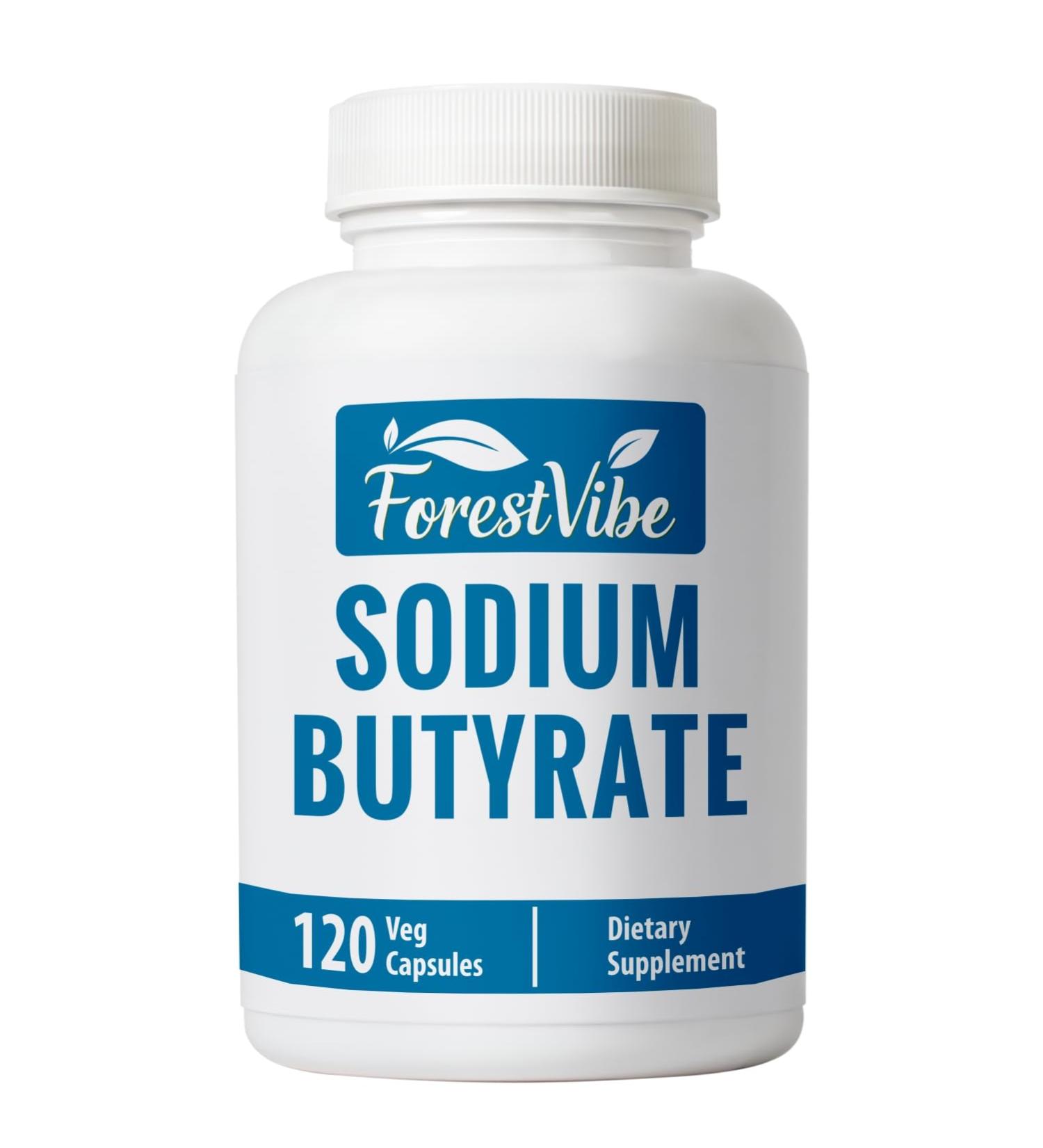 ForestVibe Sodium Butyrate Supplement 1200mg Yielding 960mg Butyric Acid 120 Vegan Capsules 2 Month Supply Non-GMO & Gluten Free Postbiotic Supplement - Buy Online on GoSupps.com