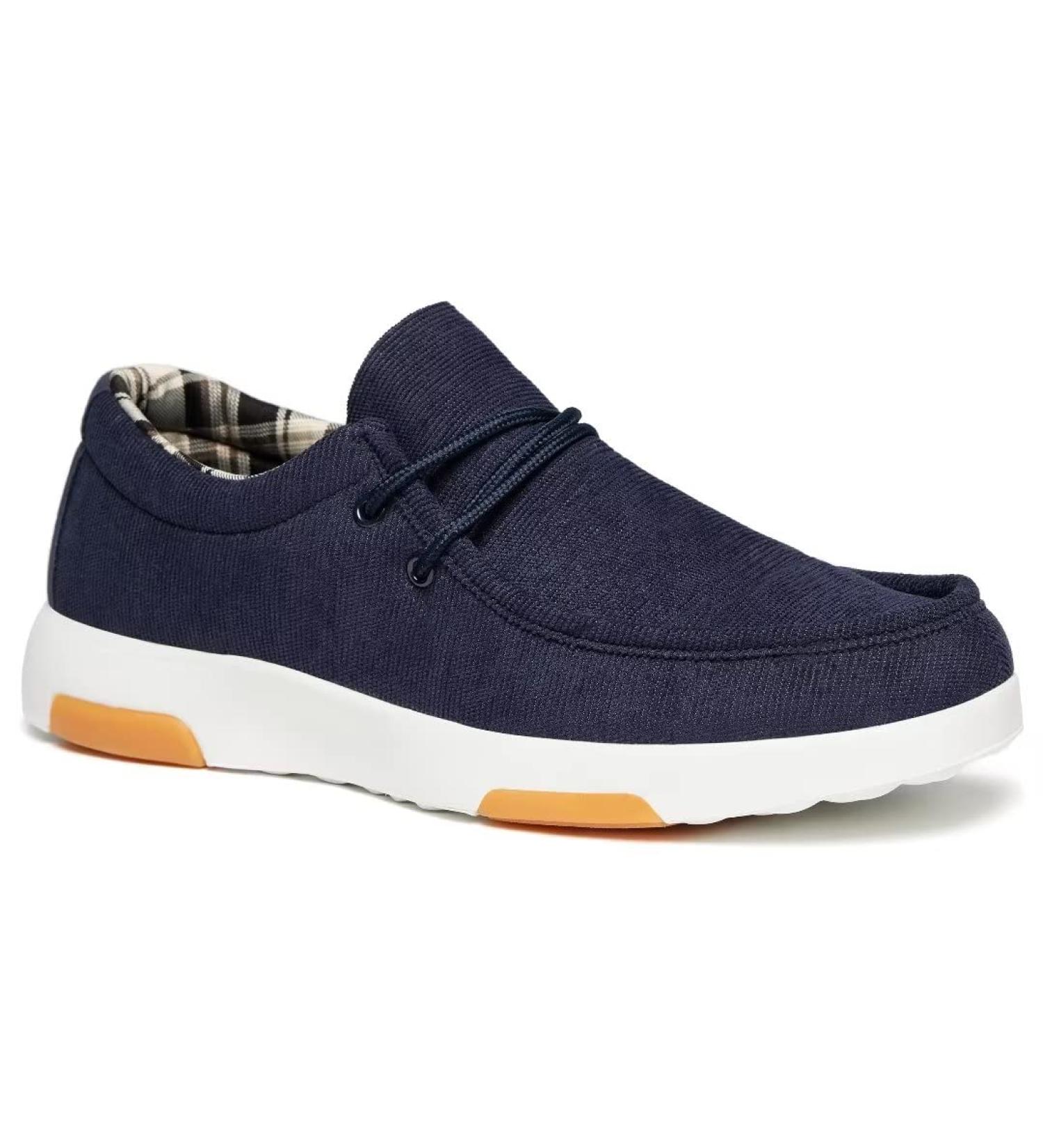 OrthoComfoot Men's Slip-On Arch Support Boat Shoes - Plantar Fasciitis Relief, Comfortable Walking Loafers - Navy, Size 11W - Buy Online on GoSupps.com