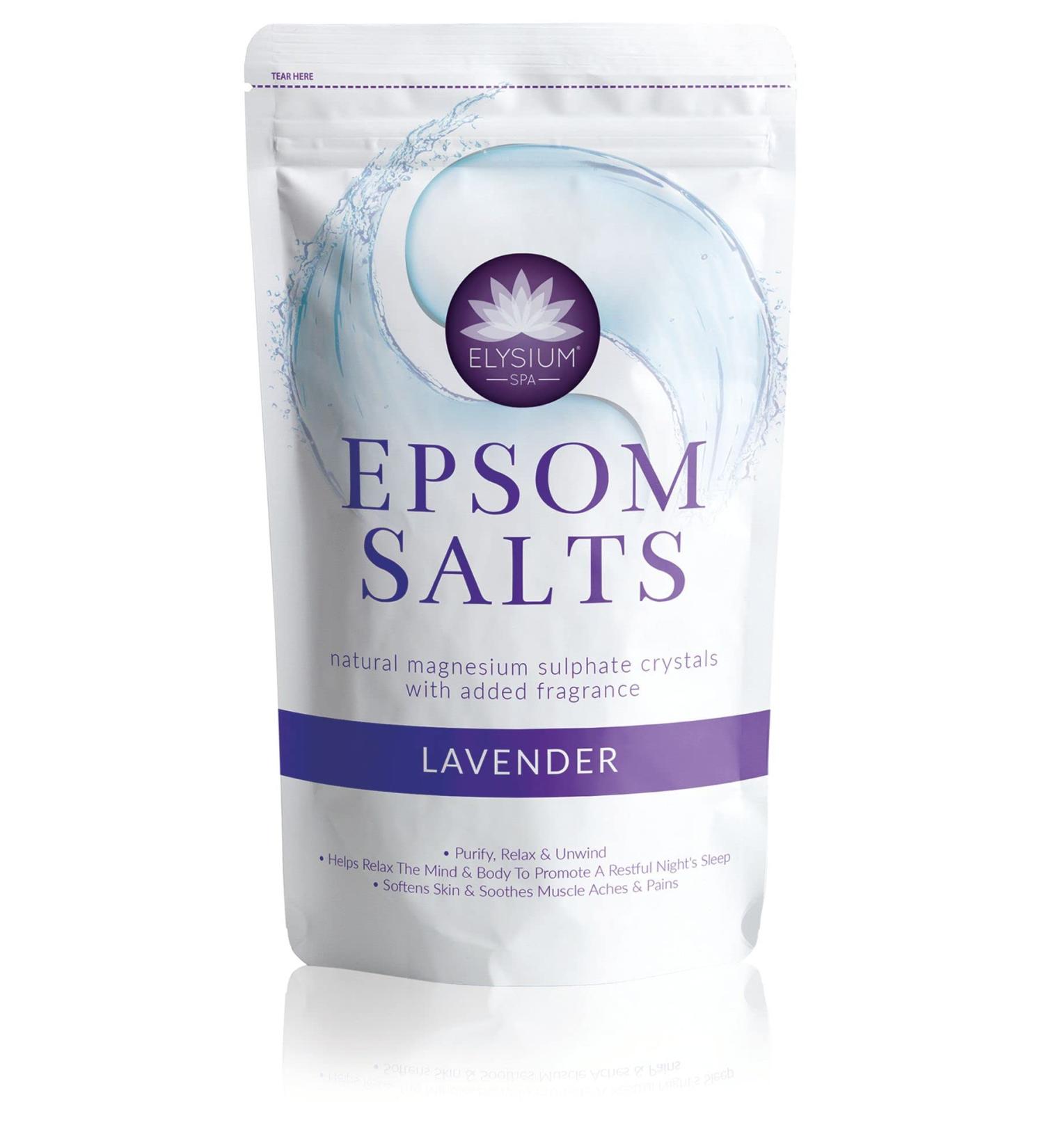 Elysium Spa Natural Lavender Epsom Salts 1Kg - Relax and Rejuvenate with Soothing Aromatherapy - Buy Online on GoSupps.com
