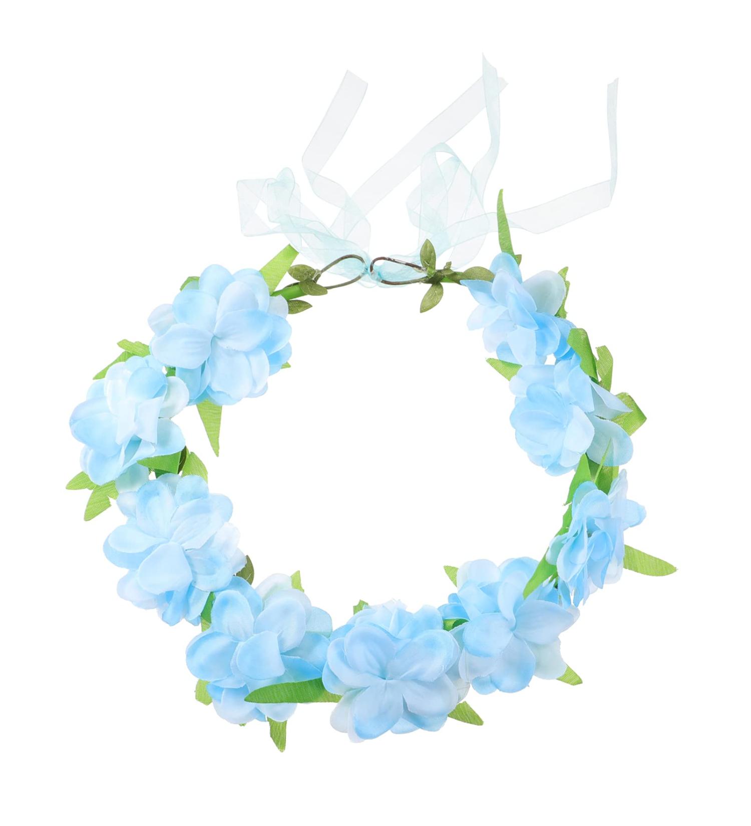 Healeved 1pc Simulated Flower Headband Elegant Lifelike Wreath Garland Headband Headwear Blue - Buy Online on GoSupps.com