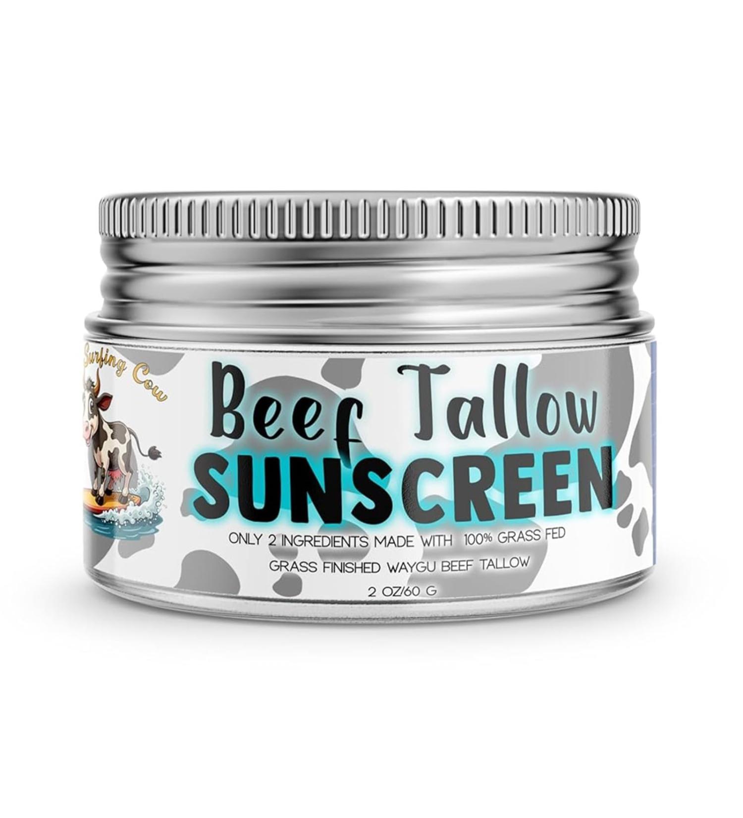 Get Wavy Organics Beef Tallow Sunscreen SPF 30 Organic Mineral Sunblock with Zinc Oxide | Non-Greasy 2-in-1 Moisturizer & Sunscreen | Natural UV Protection for Face and Body | 2 oz - Buy Online on GoSupps.com