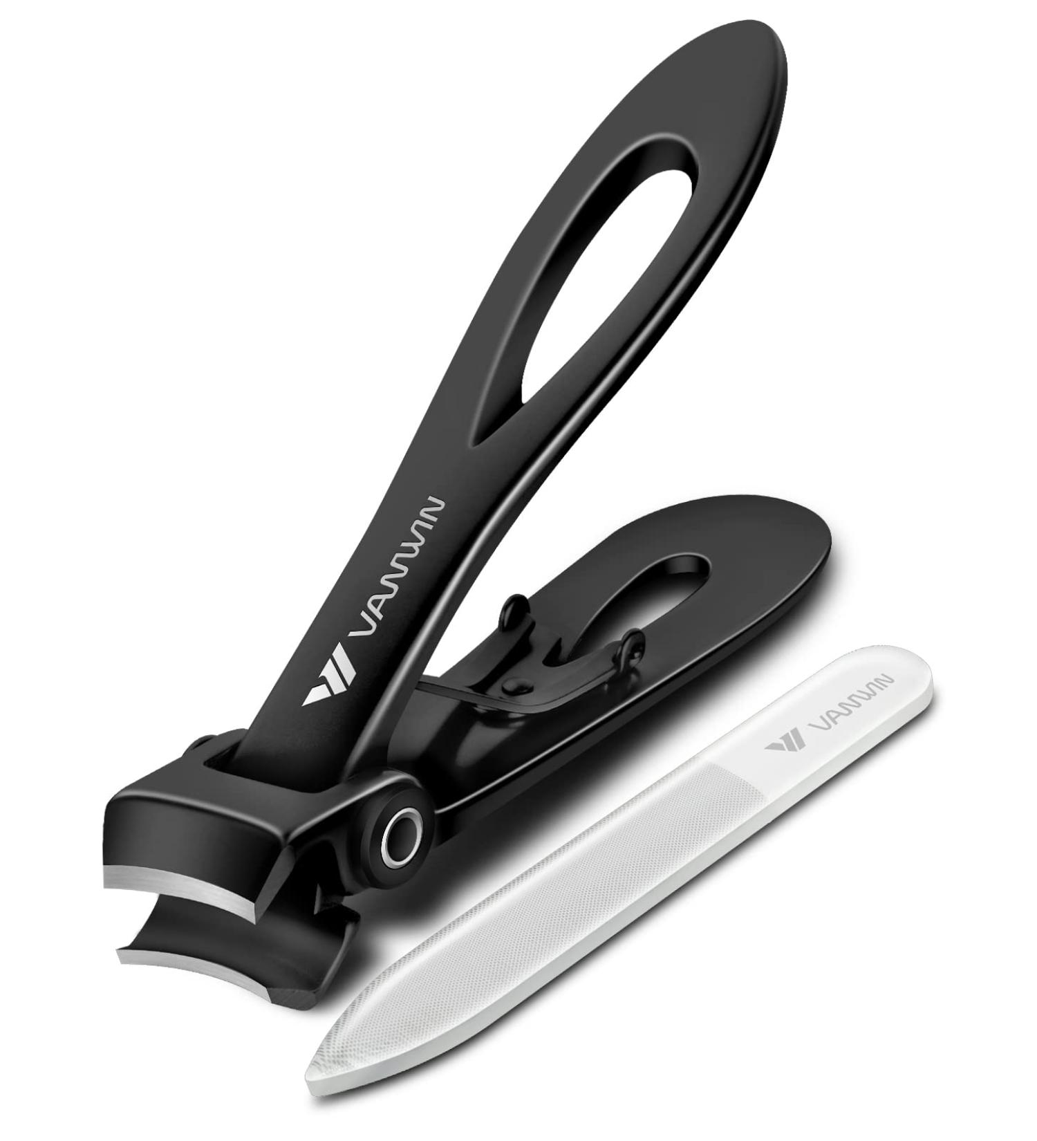 VANWIN Nail Clippers 16mm Wide Jaw Opening Toenail Clippers for Thick Toenails with Curved Blade Fingernail Clipper Nail Cutter with Nail File Heavy Duty Toe Nail Clippers for Seniors Men Women Black - Buy Online on GoSupps.com